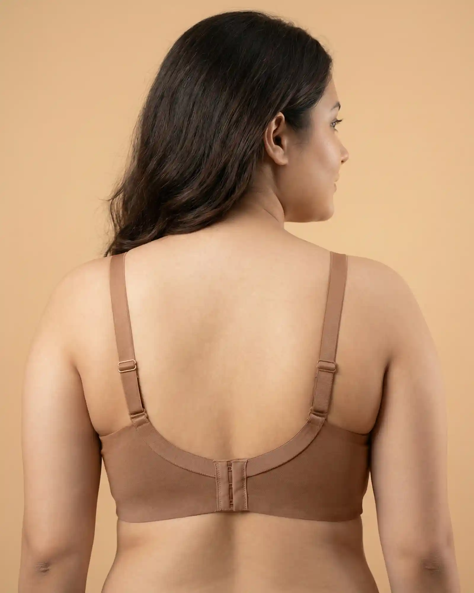 Cotton Non-Padded Plus-Size M-Frame Minimiser Bonded Bra (SB-9303)(Fawn) - Image 4
