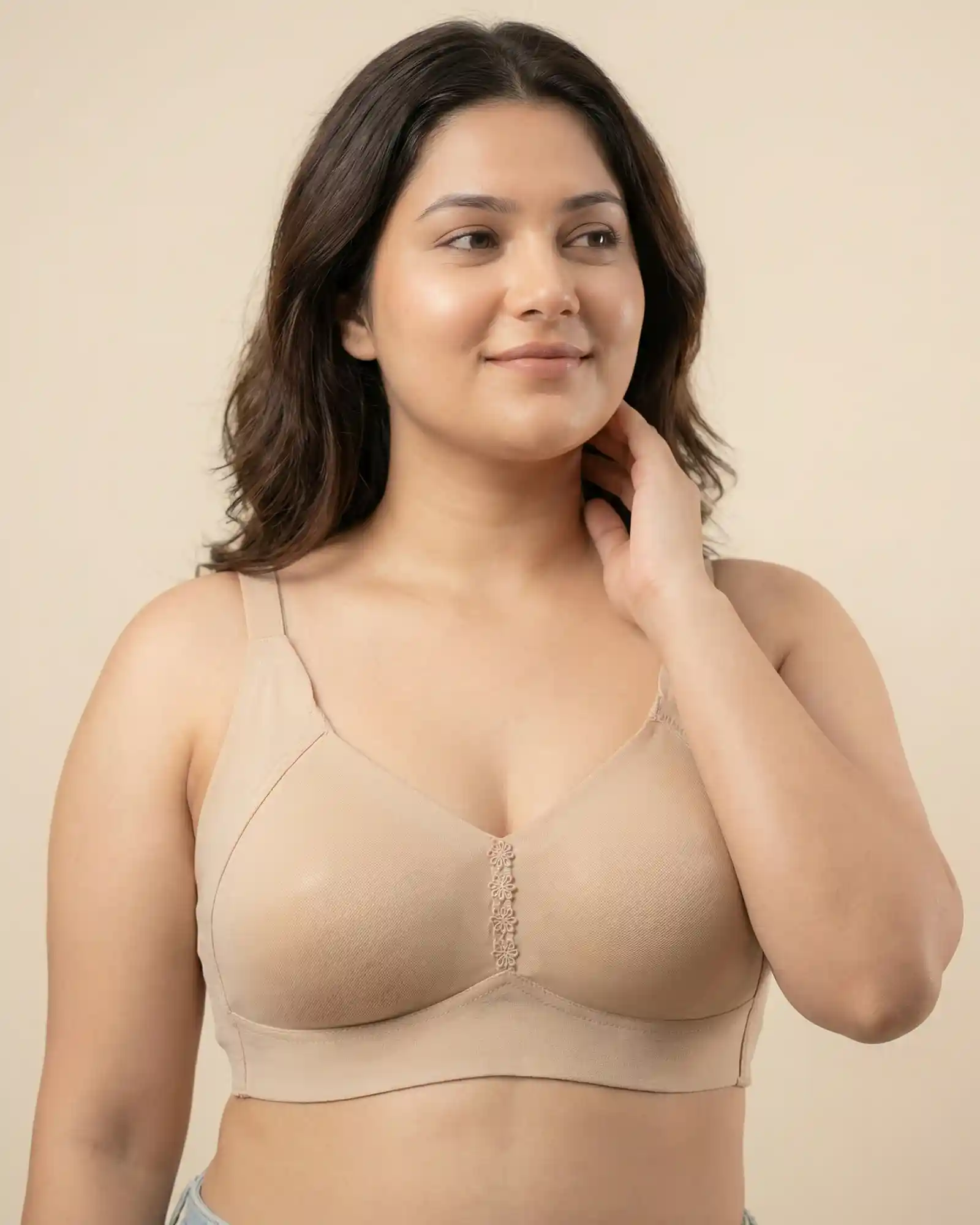 Cotton Non-Padded Plus-Size M-Frame Minimiser Bonded Bra (SB-9303)(Skin) - Image 3
