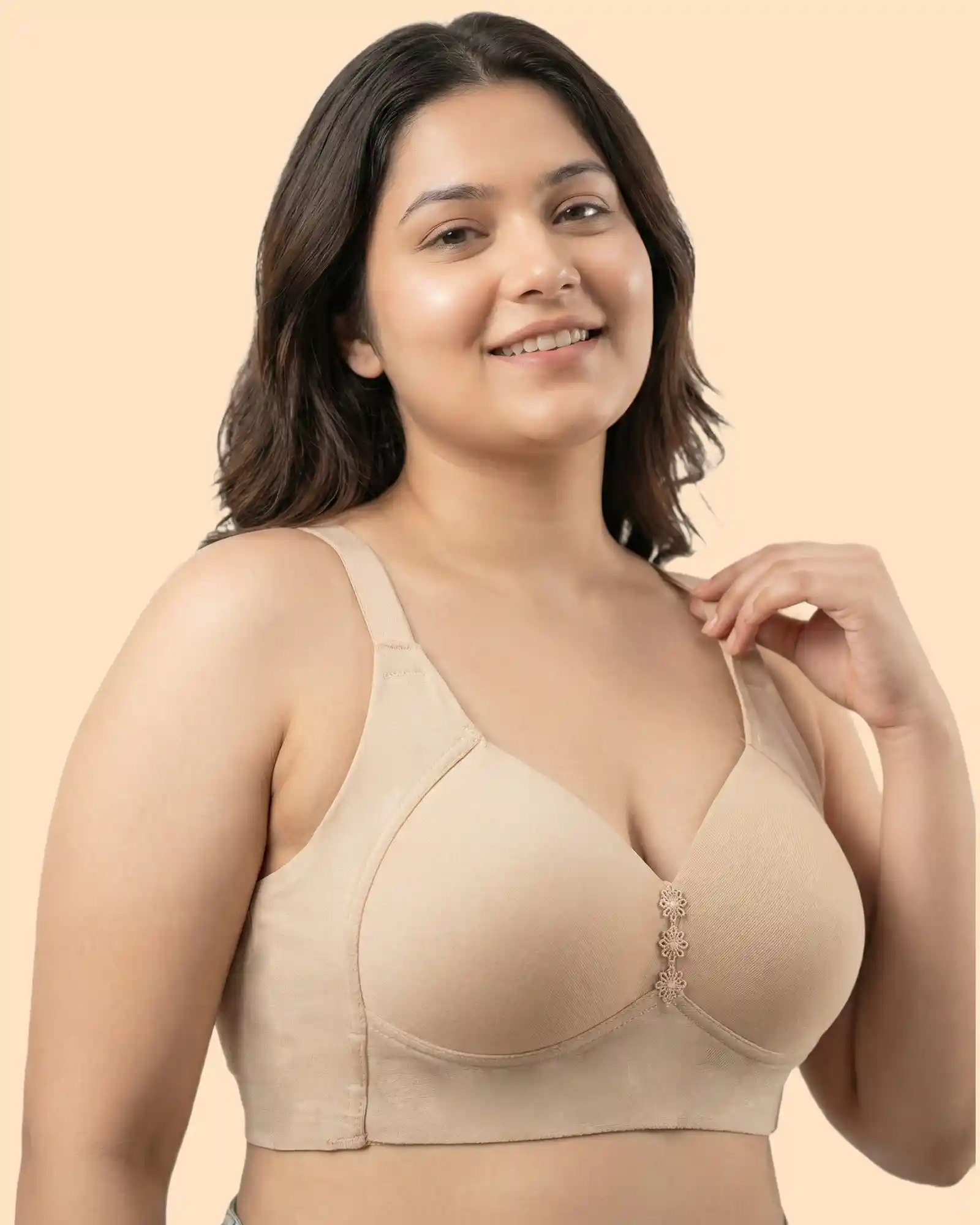 Cotton Padded Plus-Size M-Frame Minimiser Bonded Bra (SB-9203)(Skin) - Image 3