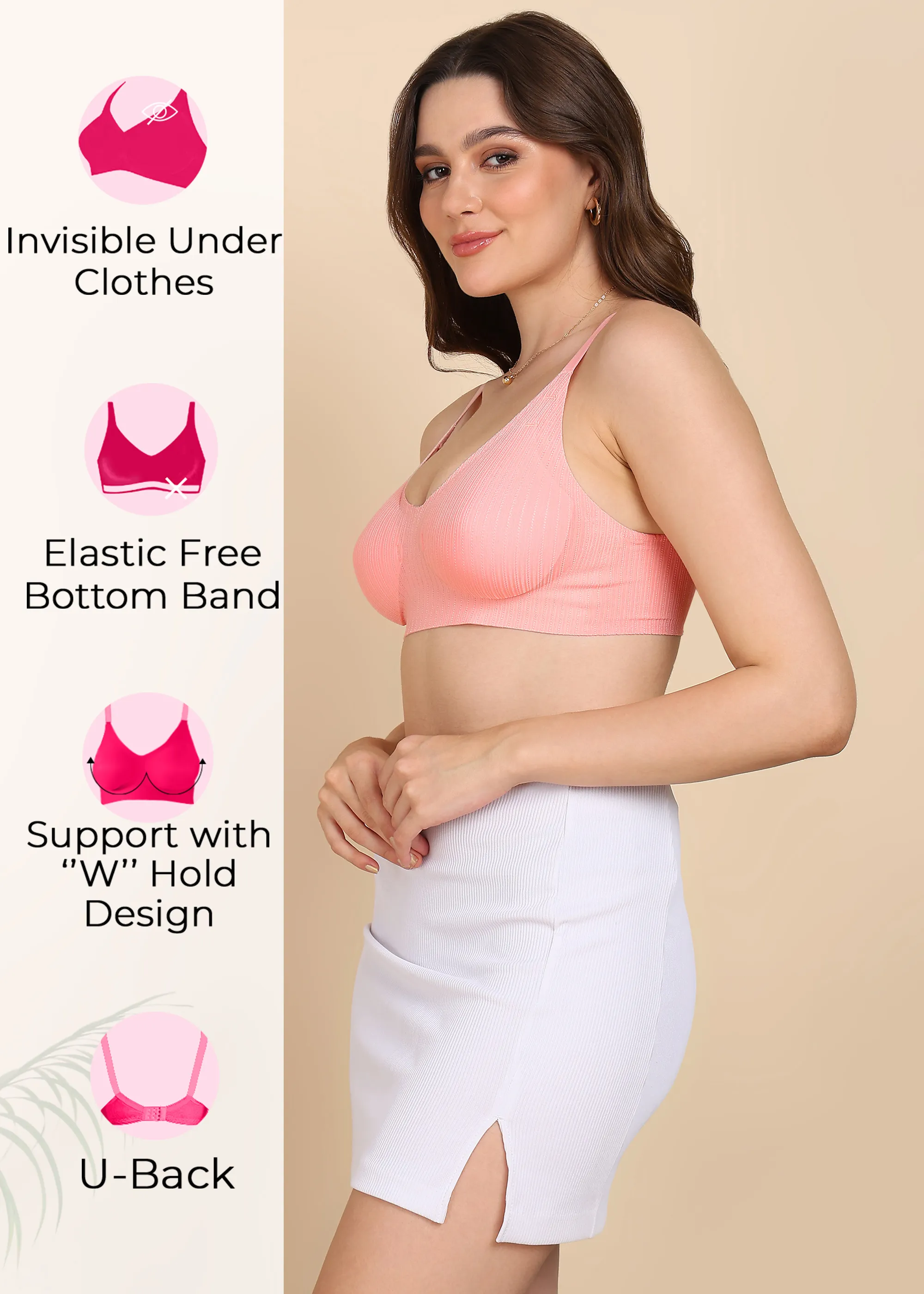 Tweens Bonded Designer Fabric Padded Seamless Bra (SB-998) - Image 10