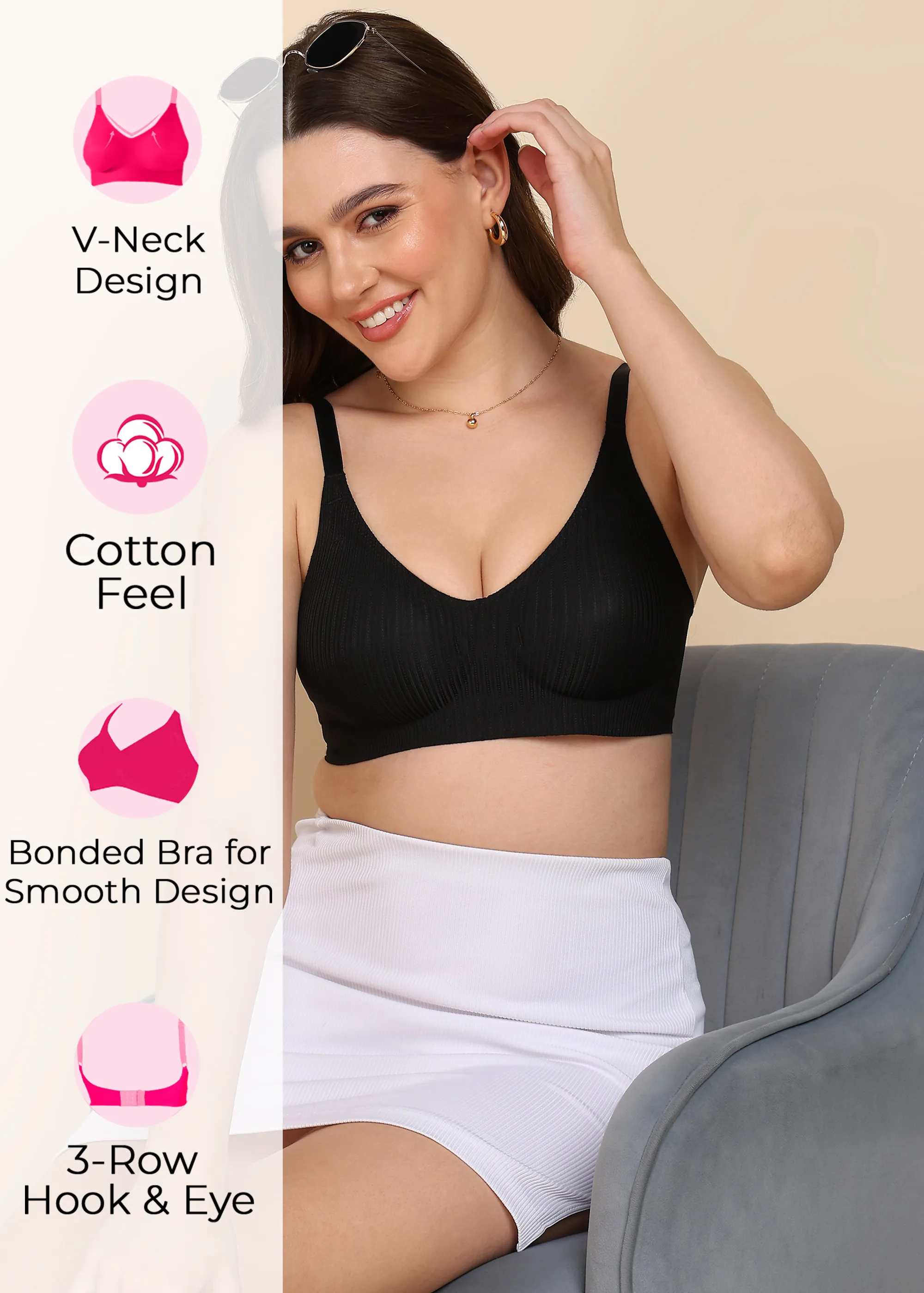 Tweens Bonded Designer Fabric Padded Seamless Bra (SB-998) - Image 16
