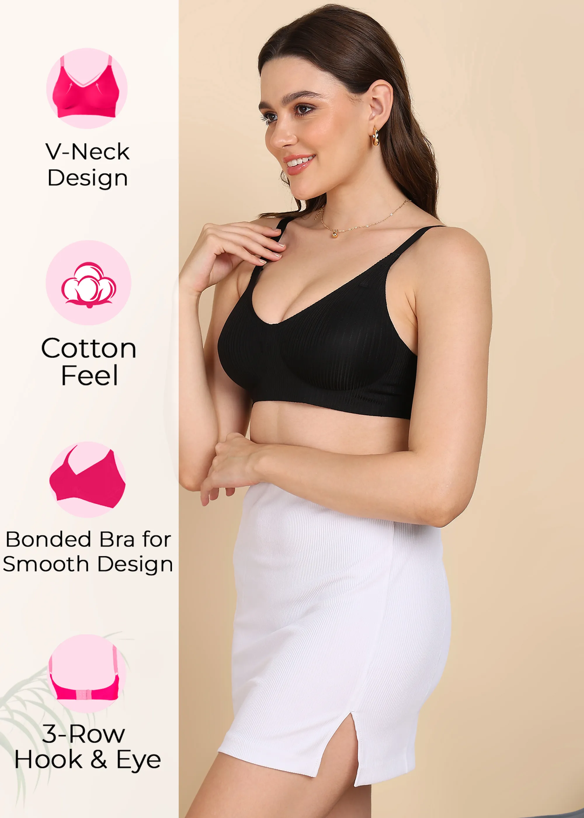 Tweens Bonded Designer Fabric Padded Seamless Bra (SB-998) - Image 17