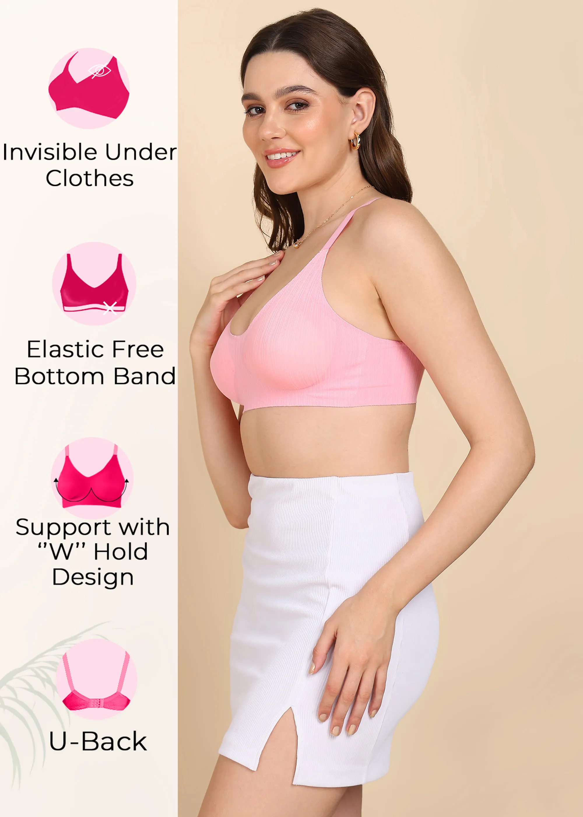Tweens Bonded Designer Fabric Padded Seamless Bra (SB-998) - Image 3