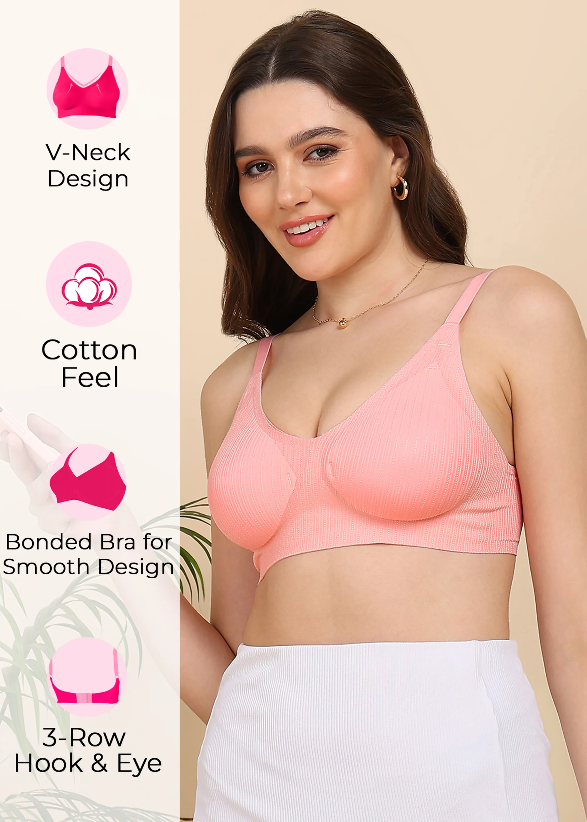 Tweens Bonded Designer Fabric Padded Seamless Bra (SB-998) - Image 9