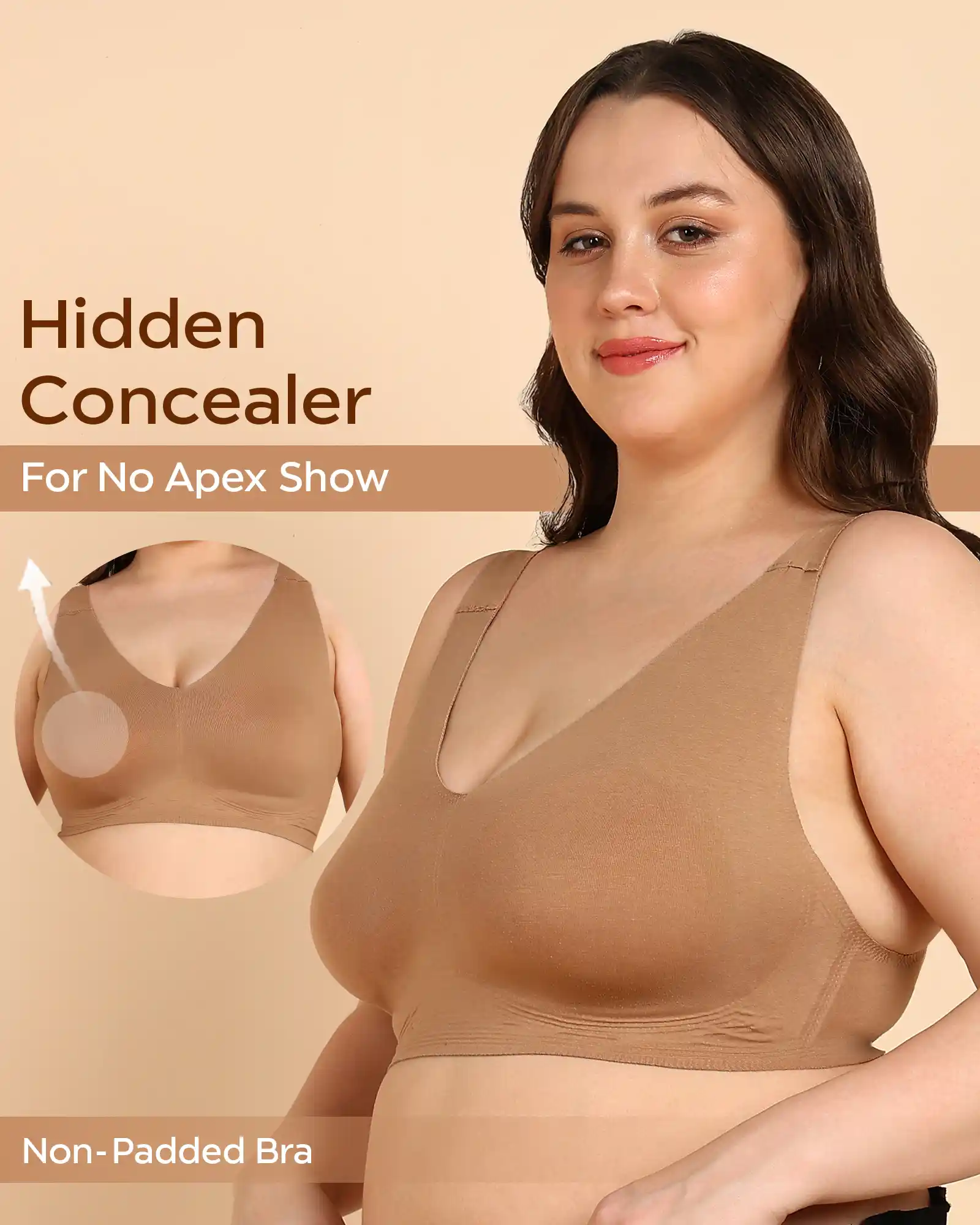 Tweens Bonded Breathable Cotton Non-Padded Full-Coverage Bra with Hidden Concealer (SB-935-Fawn) - Image 11