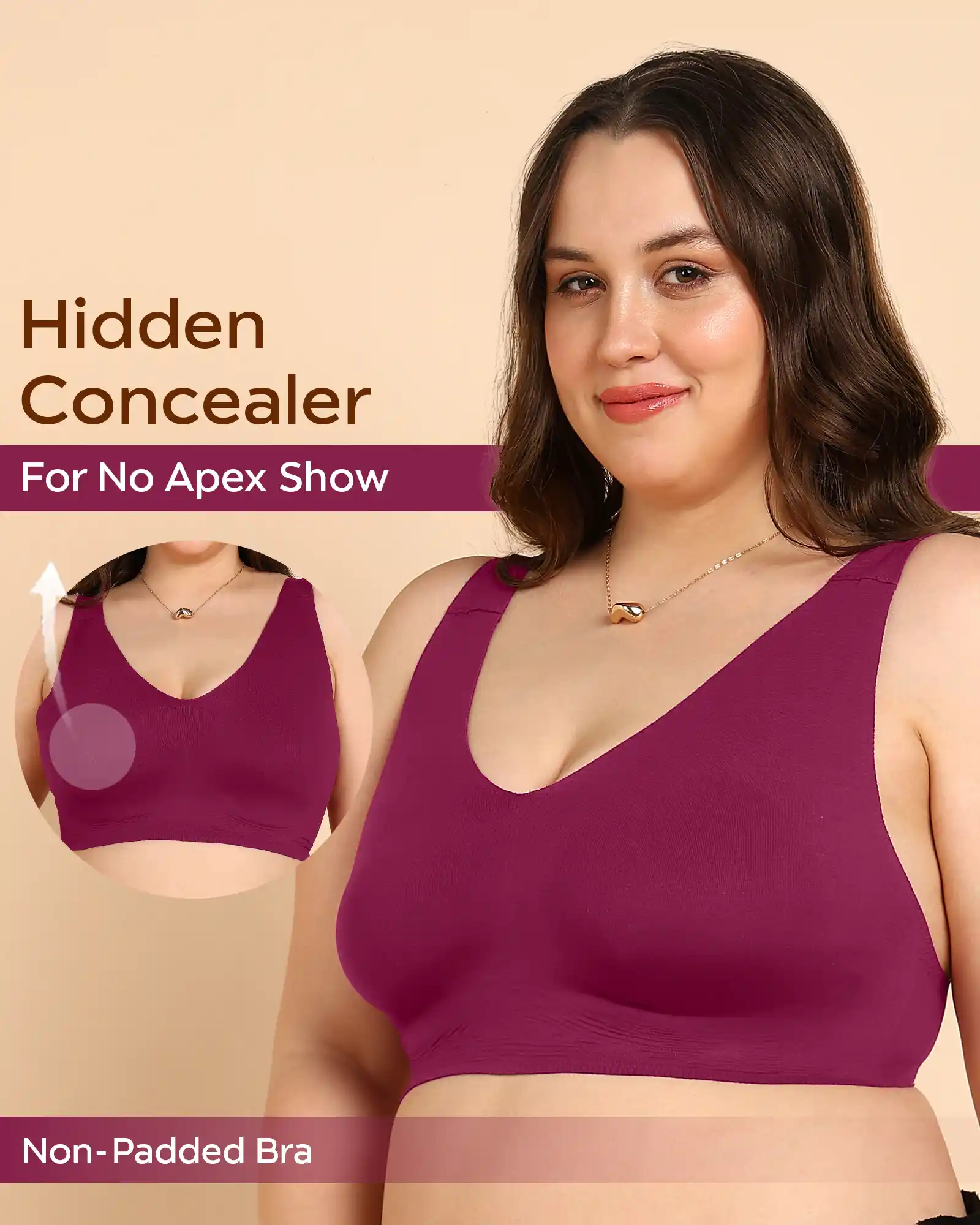 Tweens Bonded Breathable Cotton Non-Padded Full-Coverage Bra with Hidden Concealer (SB-935-Wine) - Image 11