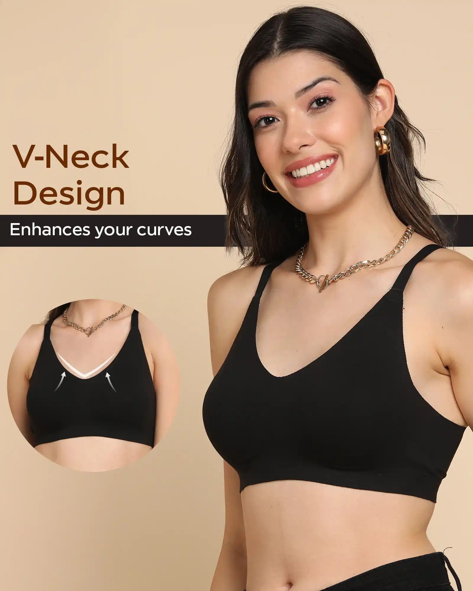 Tweens Bonded Breathable Cotton Non-Padded Full-Coverage Bra with Hidden Concealer (SB-935-Black) - Image 6