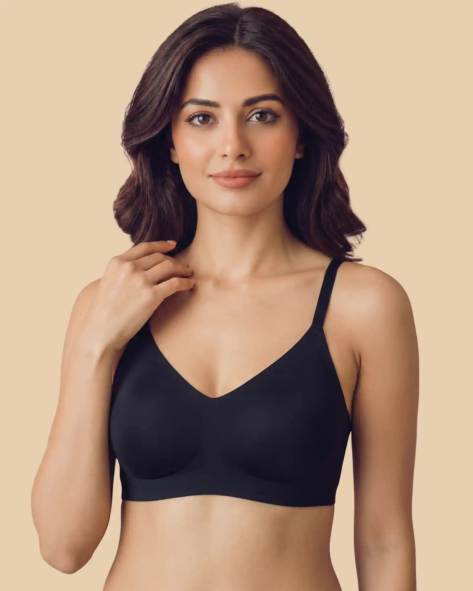 Cotton Non-Padded Full Coverage Bonded Bra (SB-935-Black) - Image 4
