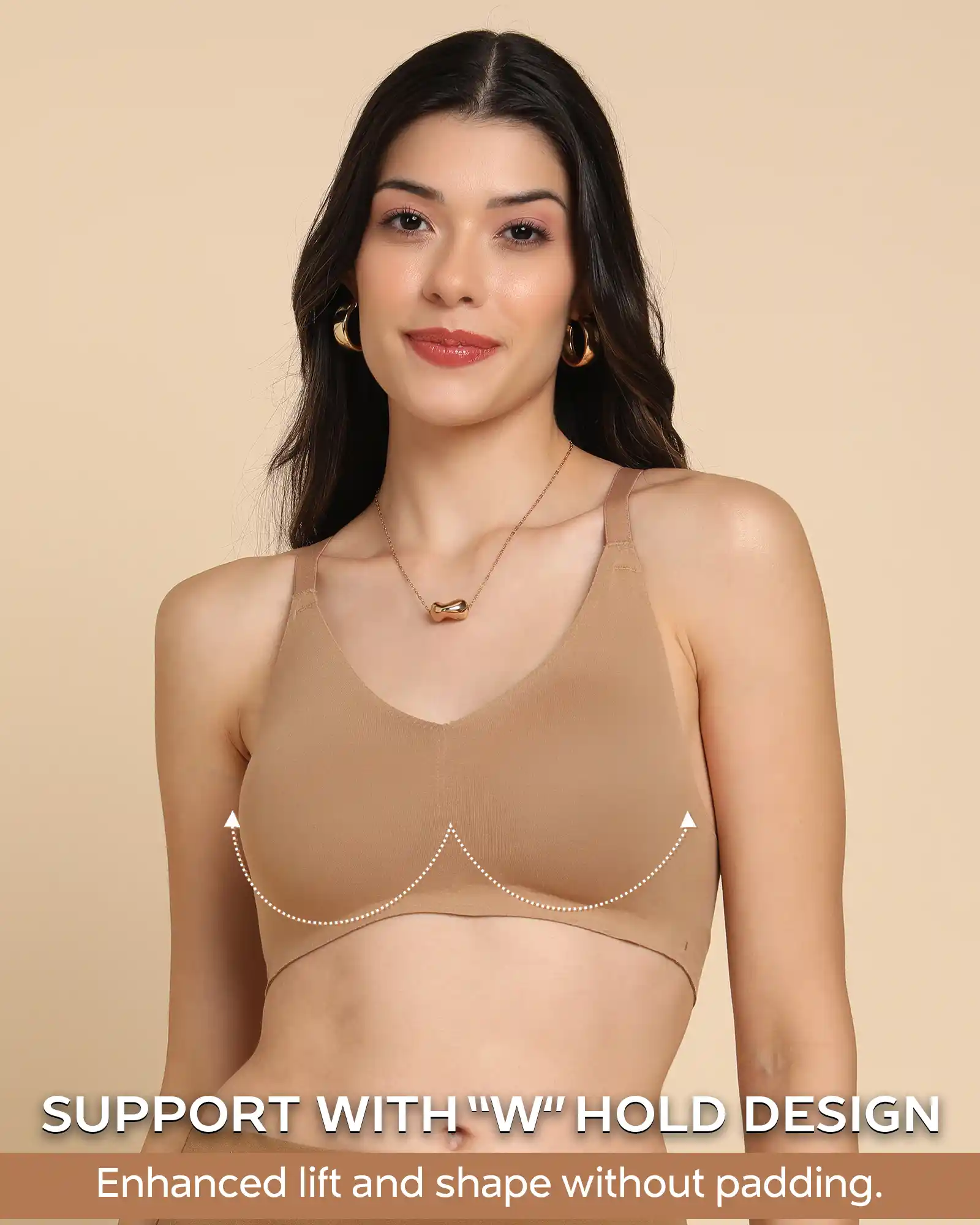 Tweens Bonded Breathable Cotton Non-Padded Full-Coverage Bra with Hidden Concealer (SB-935-Fawn) - Image 3