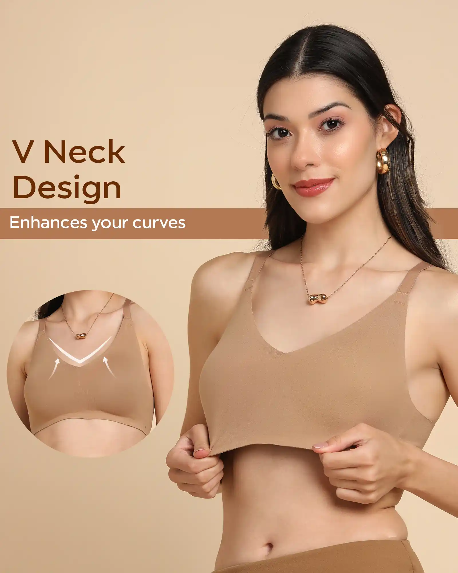 Tweens Bonded Breathable Cotton Non-Padded Full-Coverage Bra with Hidden Concealer (SB-935-Fawn) - Image 6