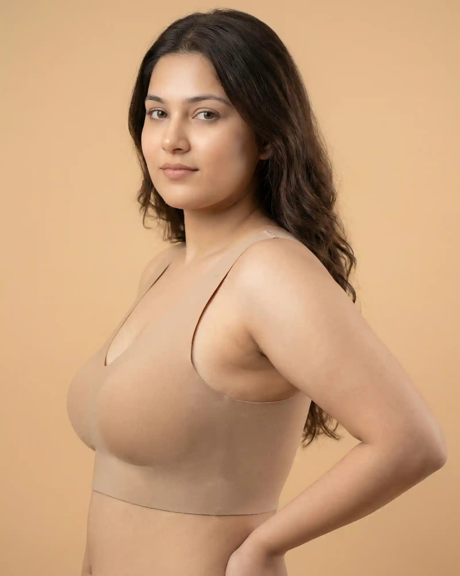 Cotton Non-Padded Full Coverage Bonded Bra (SB-935-Fawn) - Image 7
