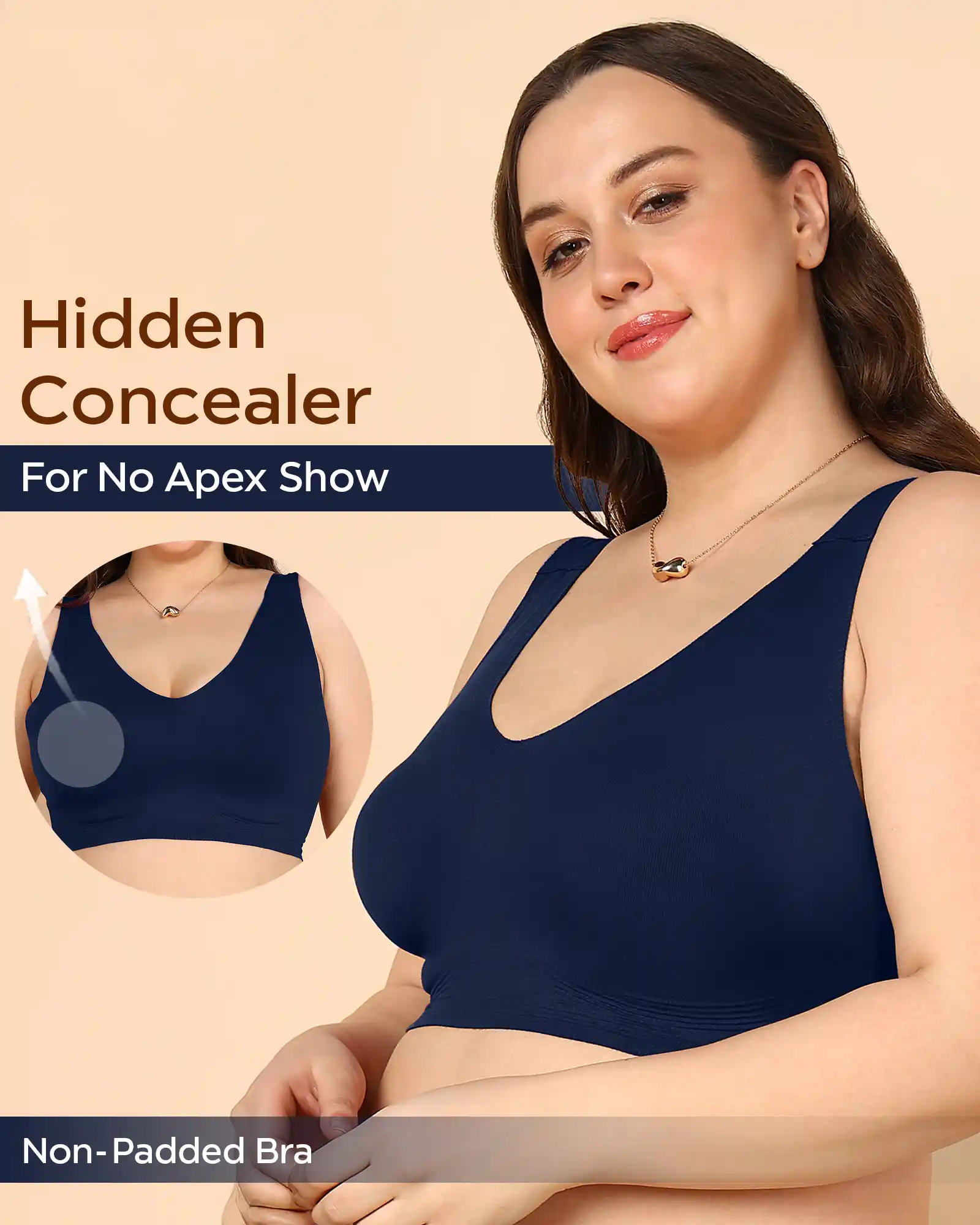 Tweens Bonded Breathable Cotton Non-Padded Full-Coverage Bra with Hidden Concealer (SB-935-Navy) - Image 11