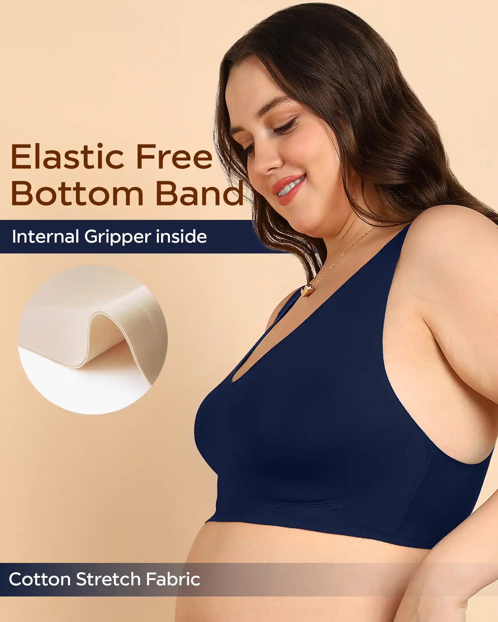 Tweens Bonded Breathable Cotton Non-Padded Full-Coverage Bra with Hidden Concealer (SB-935-Navy) - Image 8