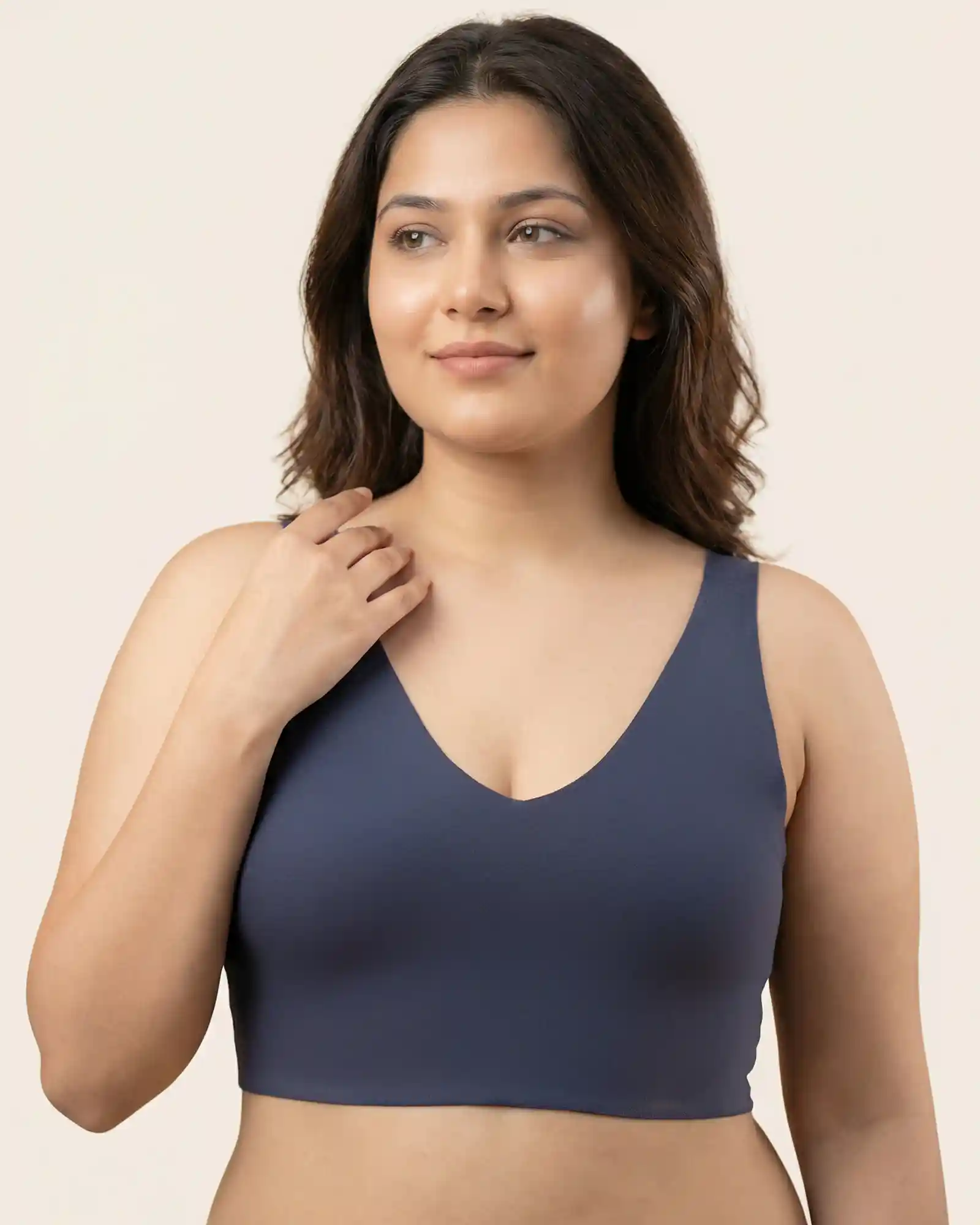 Cotton Non-Padded Full Coverage Bonded Bra (SB-935-Navy) - Image 8