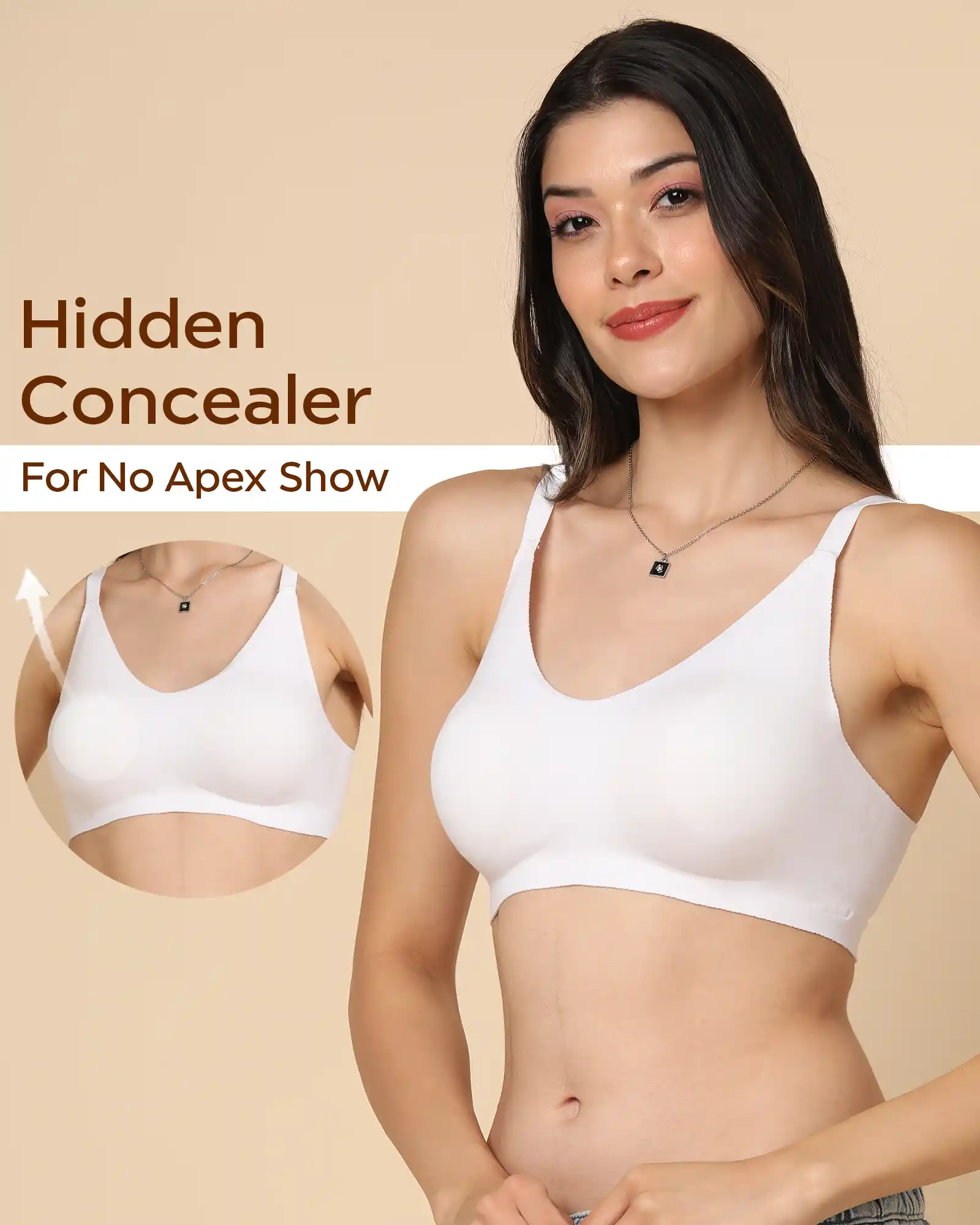 Tweens Bonded Breathable Cotton Non-Padded Full-Coverage Bra with Hidden Concealer (SB-935-White) - Image 5