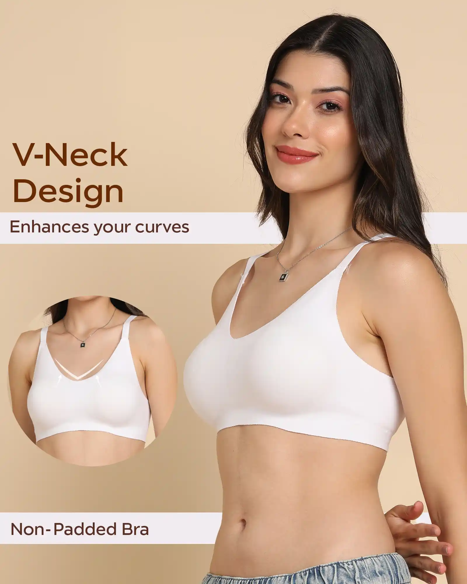 Tweens Bonded Breathable Cotton Non-Padded Full-Coverage Bra with Hidden Concealer (SB-935-White) - Image 6
