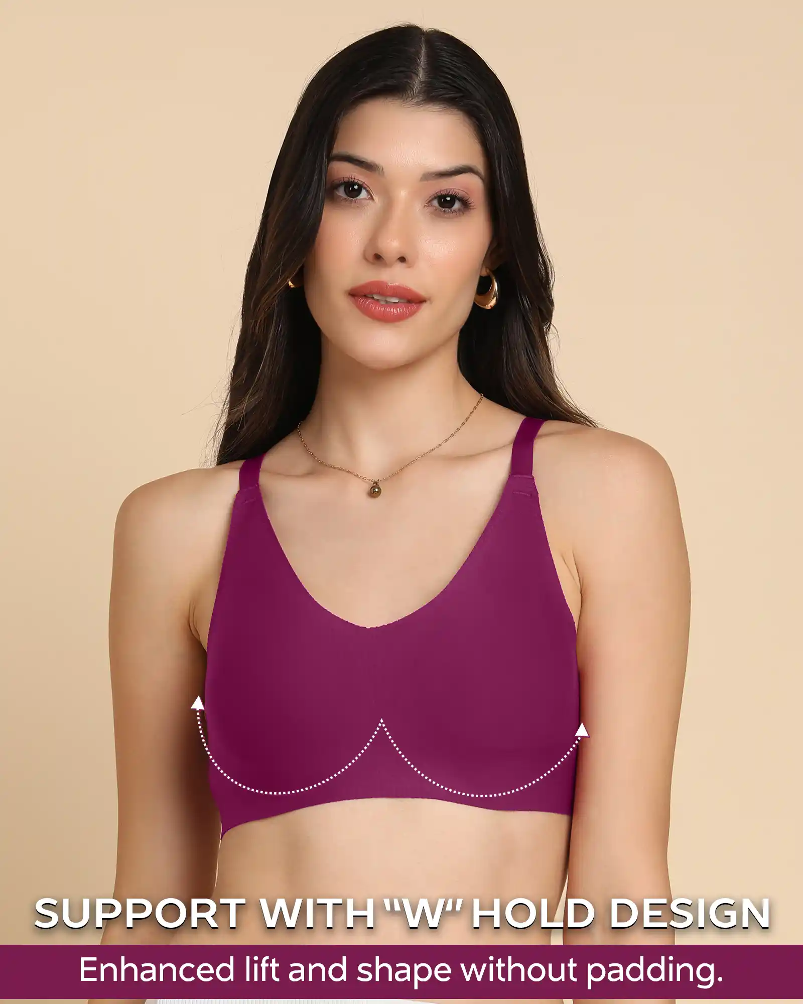 Tweens Bonded Breathable Cotton Non-Padded Full-Coverage Bra with Hidden Concealer (SB-935-Wine) - Image 3