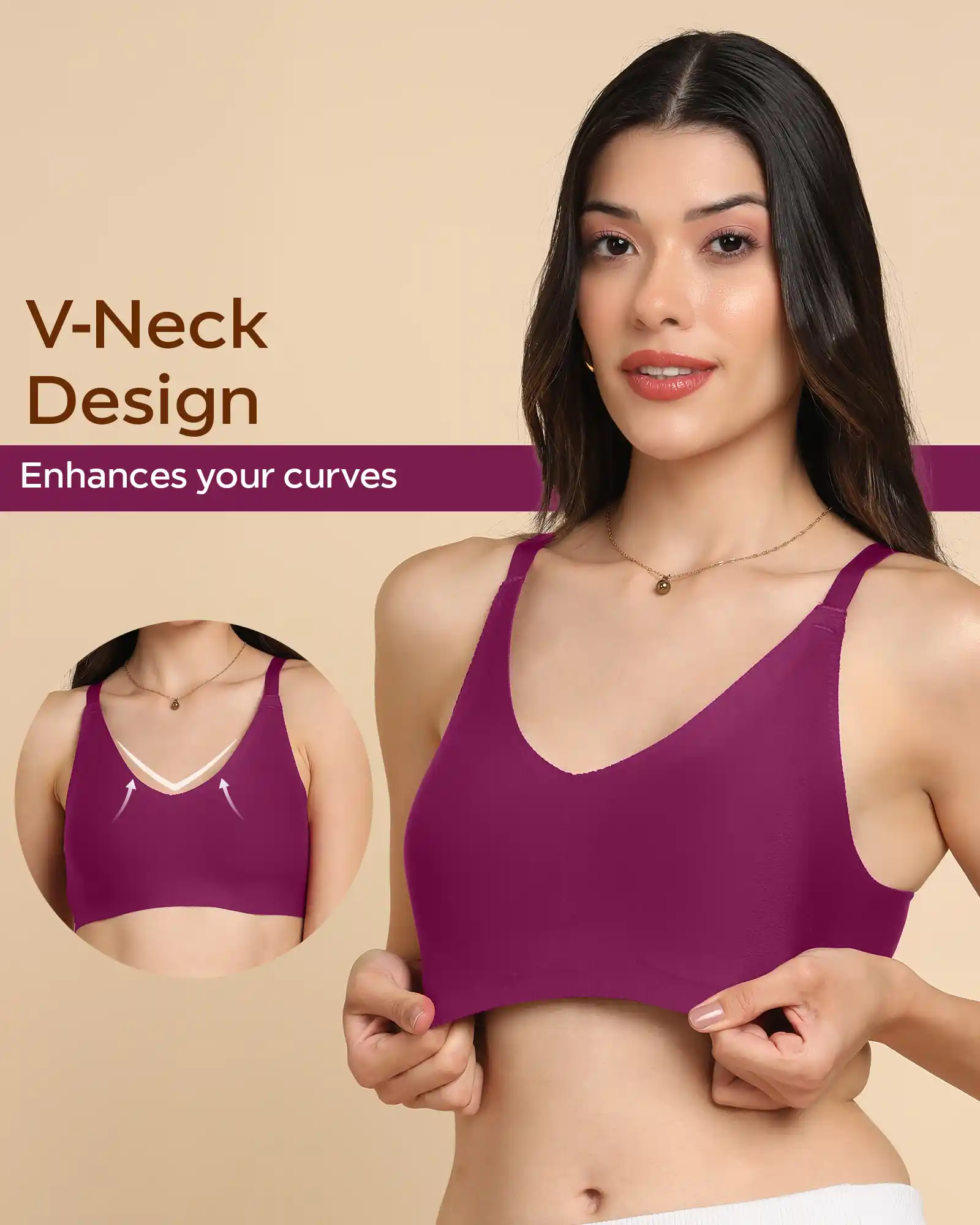 Tweens Bonded Breathable Cotton Non-Padded Full-Coverage Bra with Hidden Concealer (SB-935-Wine) - Image 6
