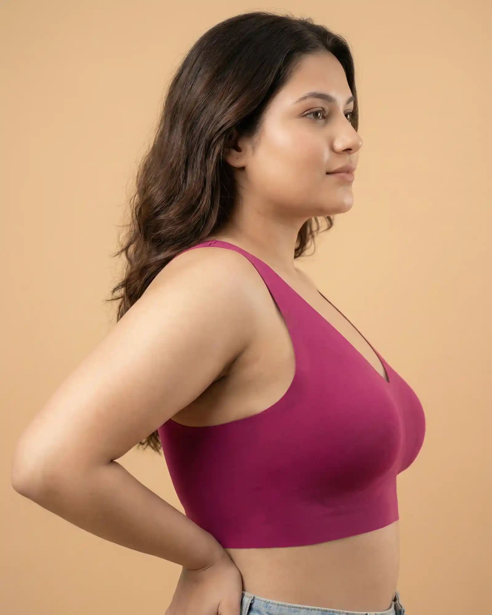 Cotton Non-Padded Full Coverage Bonded Bra (SB-935-Wine) - Image 7