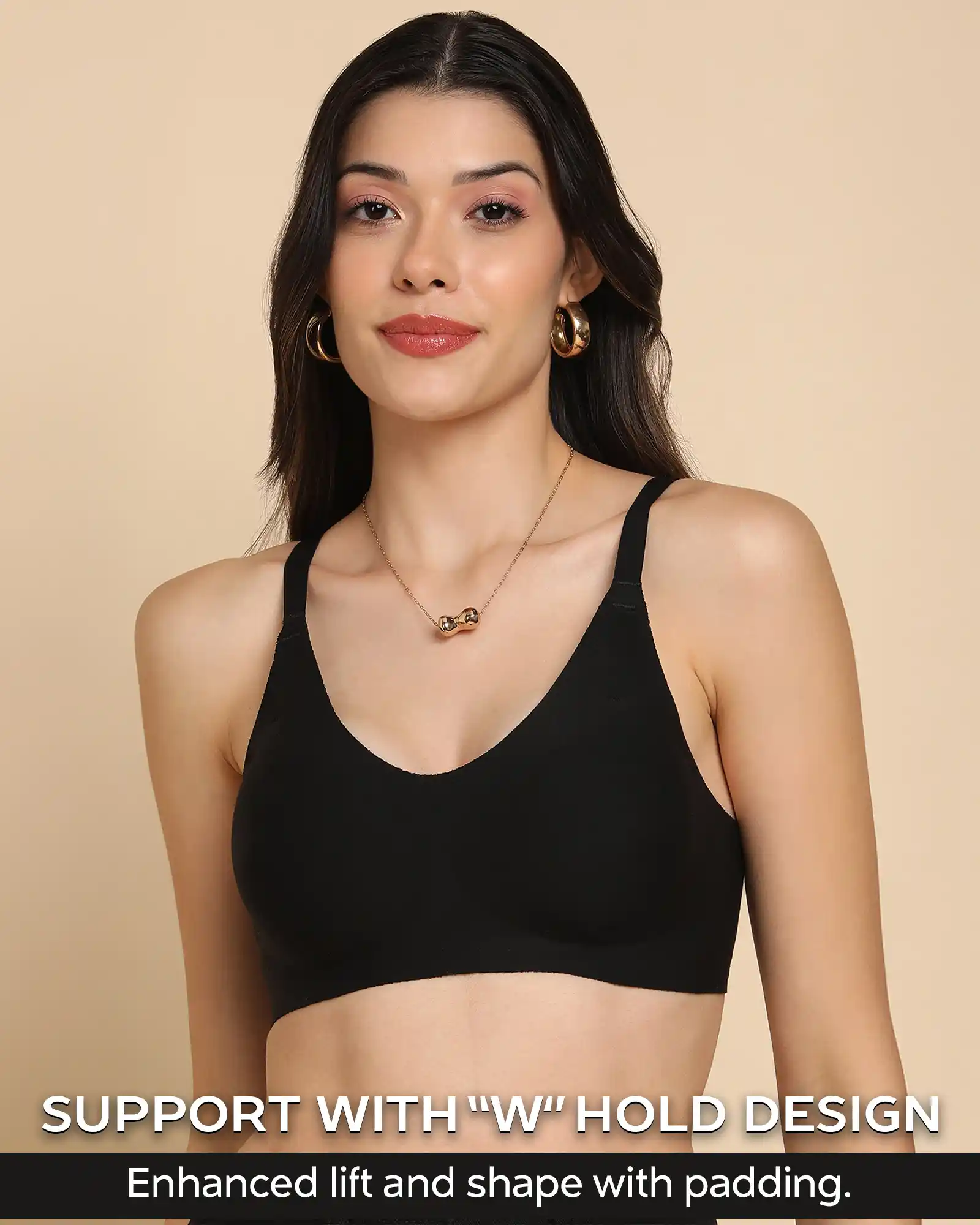 Tweens Bonded Breathable Cotton Padded Full-Coverage Bra (SB-938-Black) - Image 3