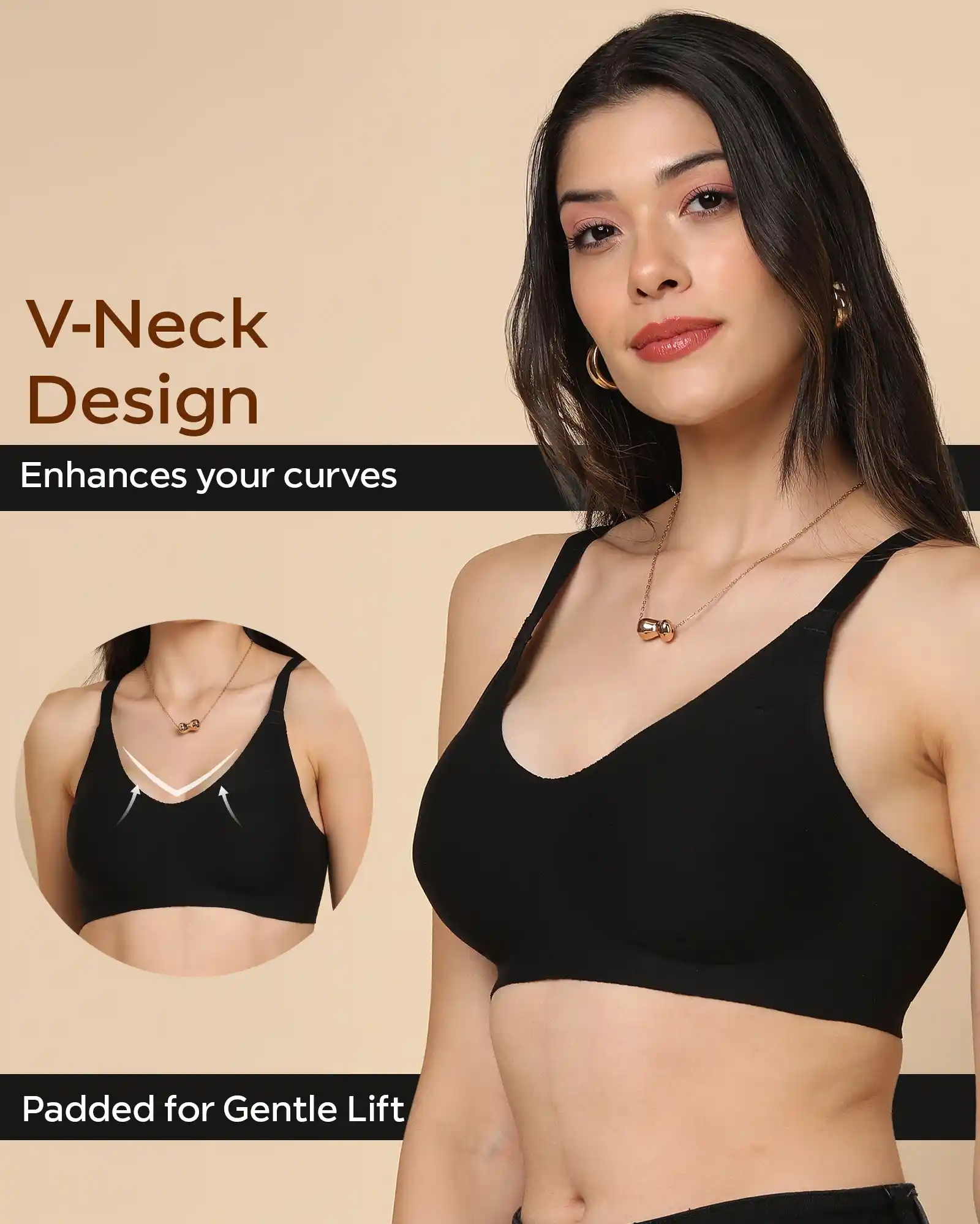 Tweens Bonded Breathable Cotton Padded Full-Coverage Bra (SB-938-Black) - Image 4
