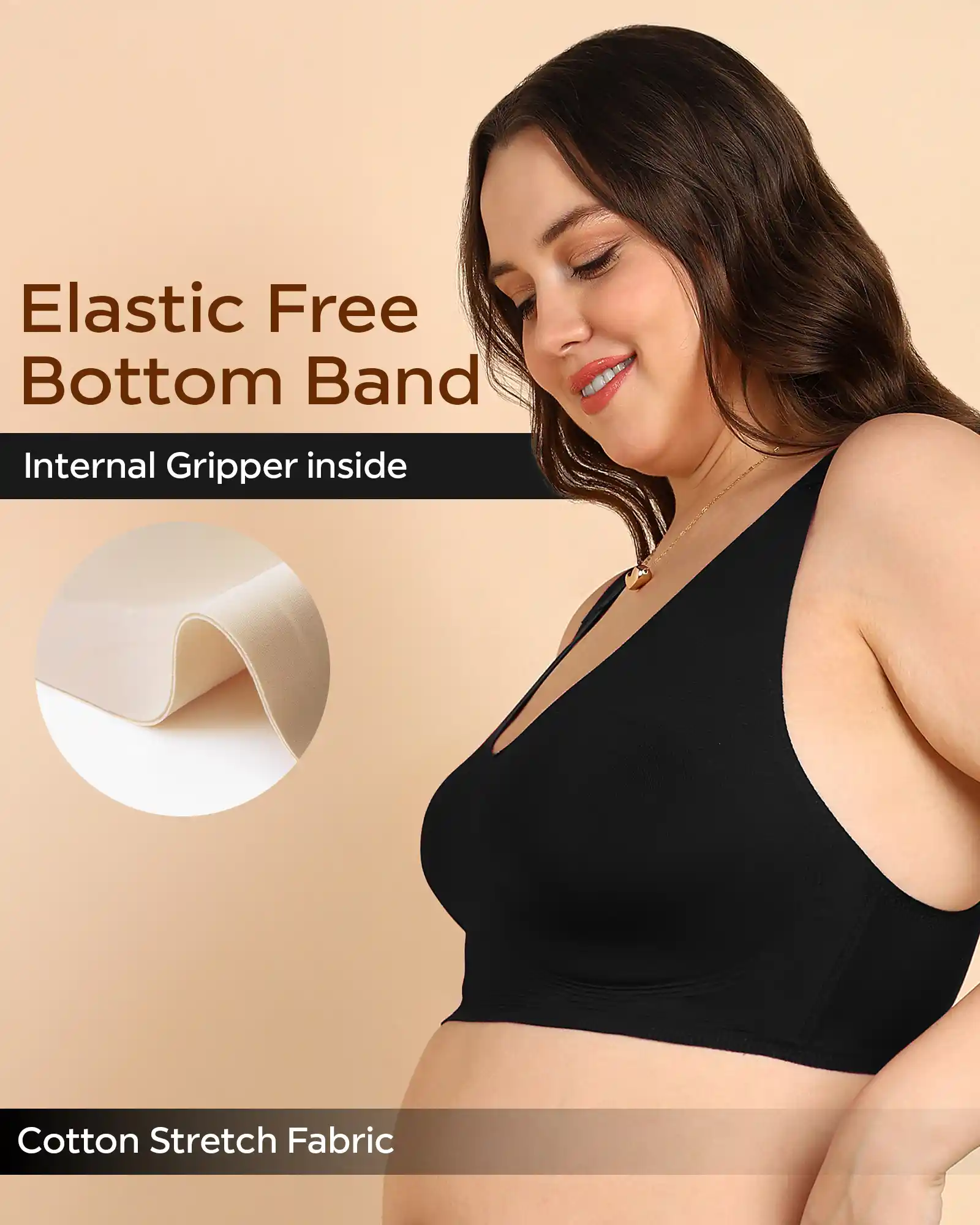 Tweens Bonded Breathable Cotton Padded Full-Coverage Bra (SB-938-Black) - Image 7