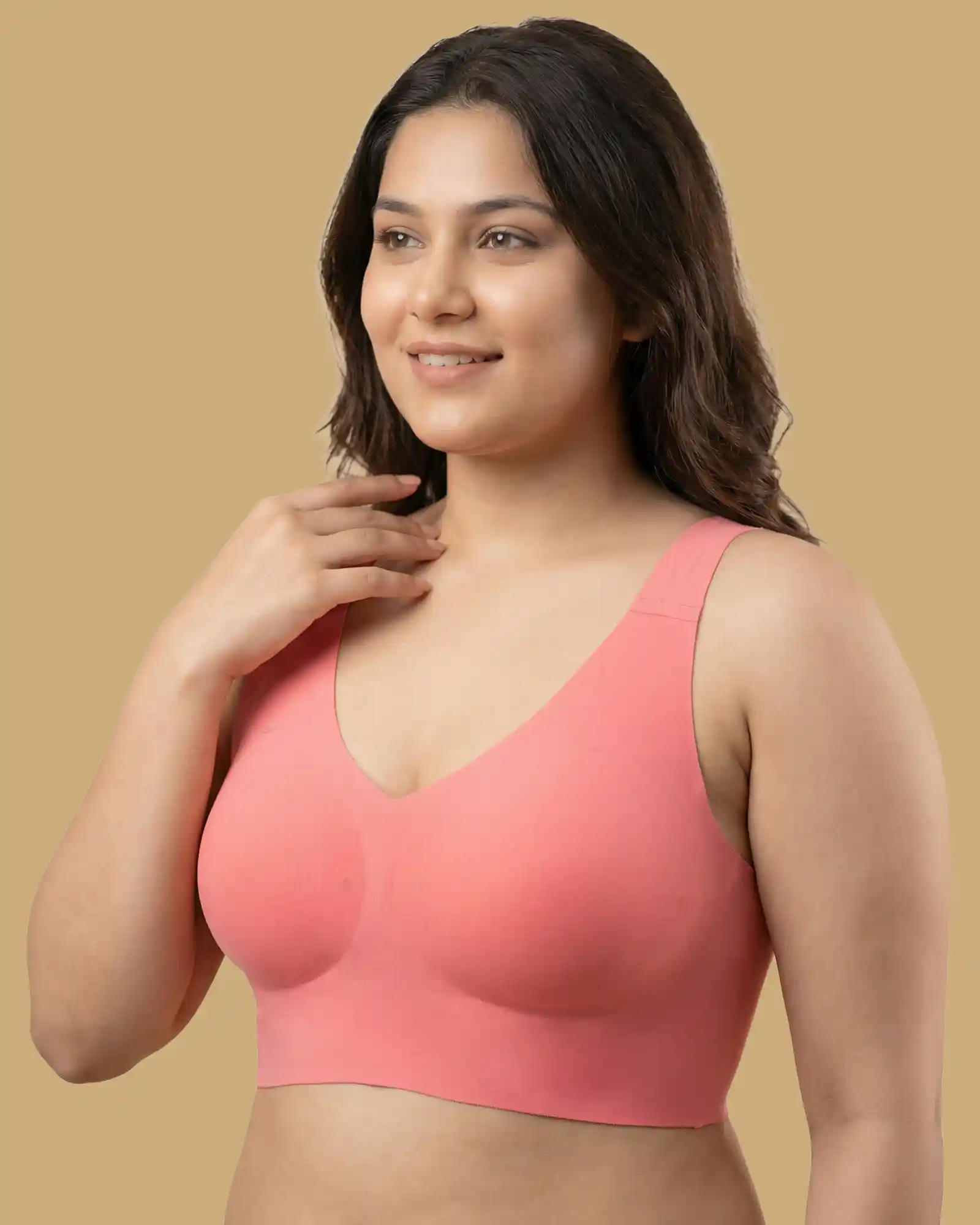 Cotton Padded Full Coverage Bonded Bra (SB-938-Coral) - Image 7