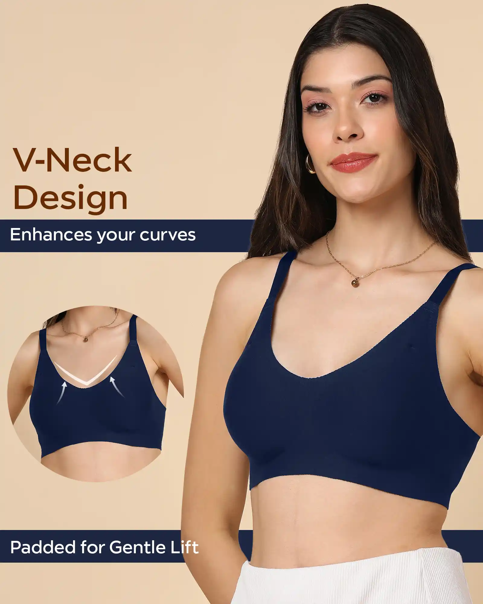 Tweens Bonded Breathable Cotton Padded Full-Coverage Bra (SB-938-Navy) - Image 4
