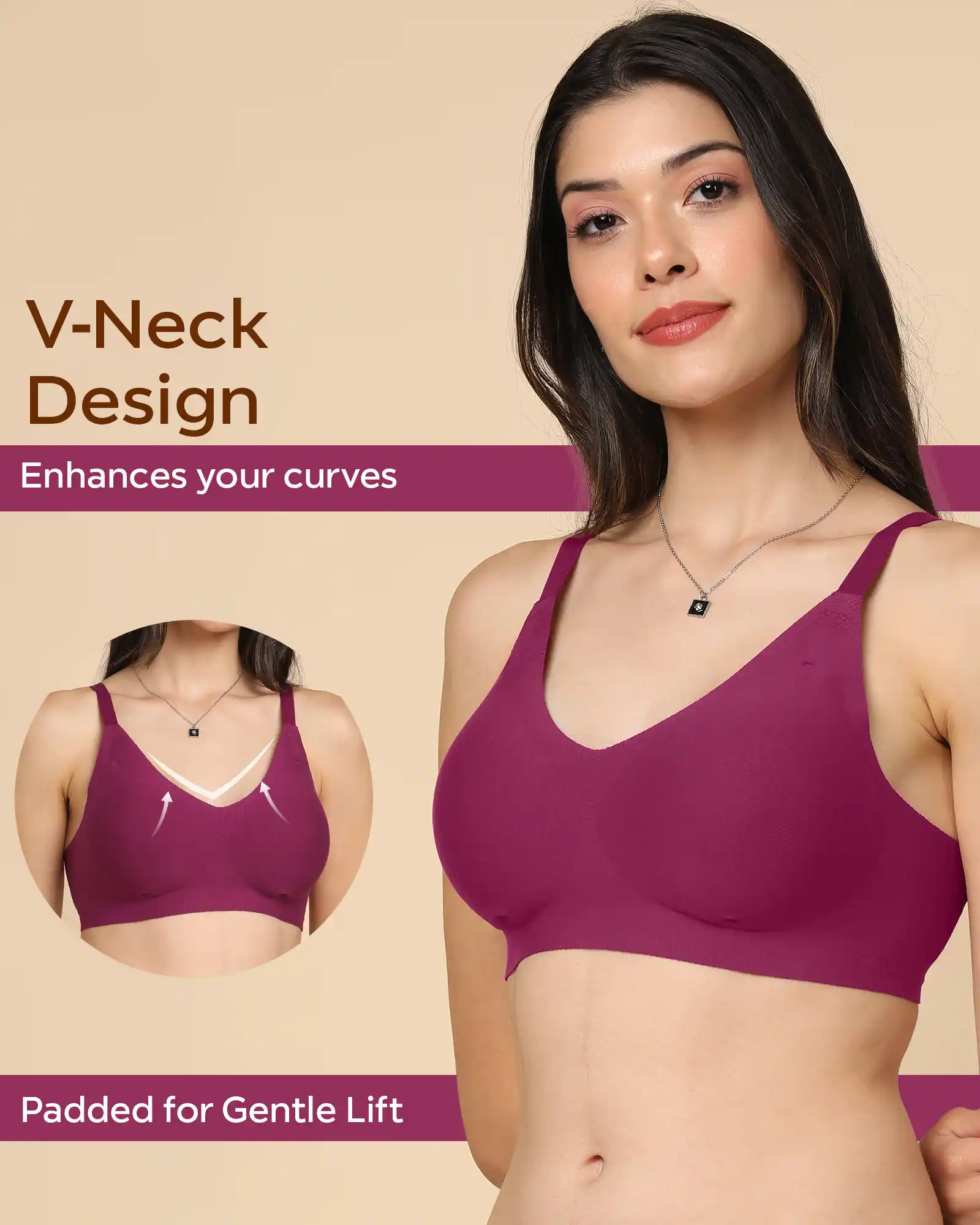 Tweens Bonded Breathable Cotton Padded Full-Coverage Bra (SB-938-Wine) - Image 4