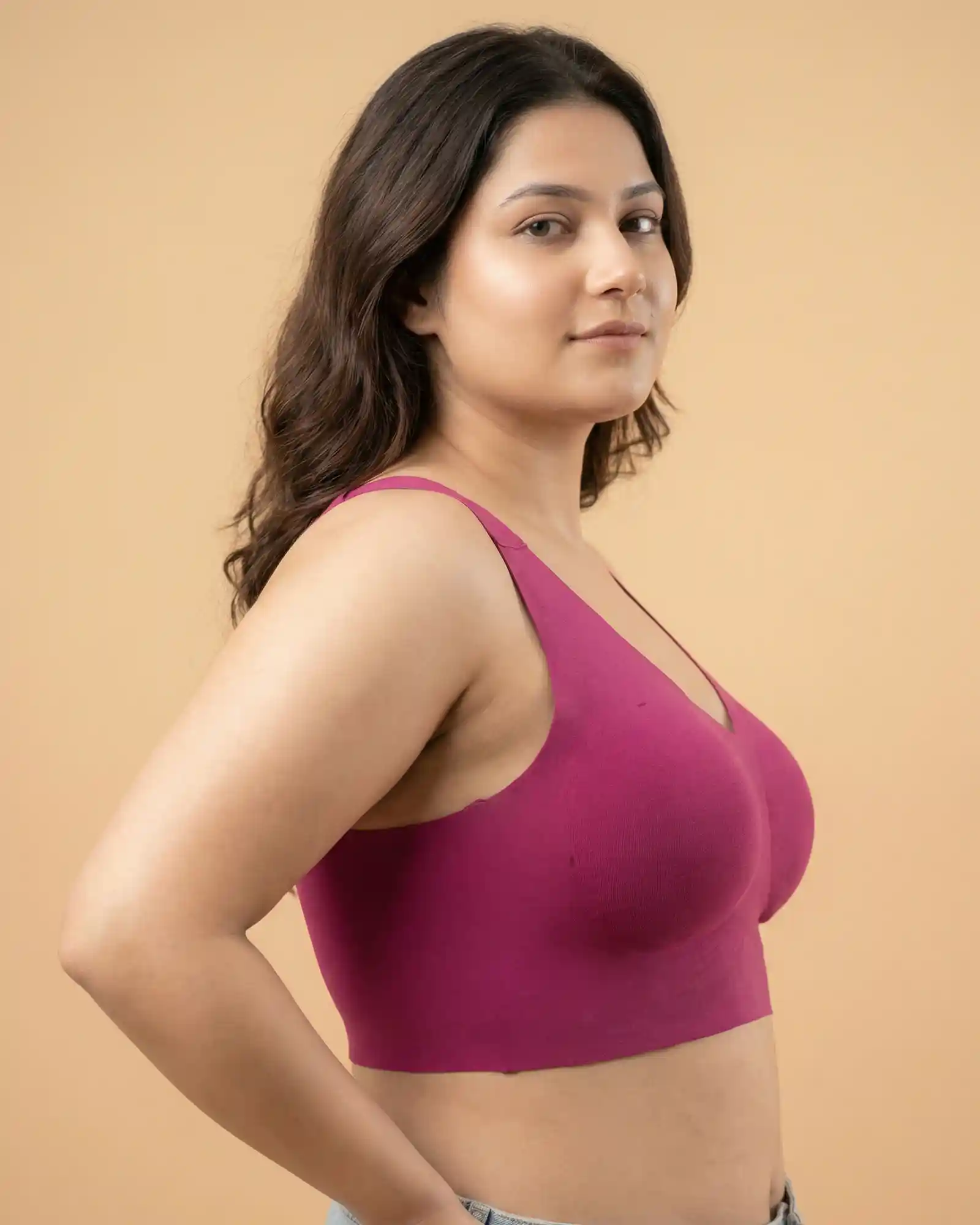Cotton Padded Full Coverage Bonded Bra (SB-938-Wine) - Image 7