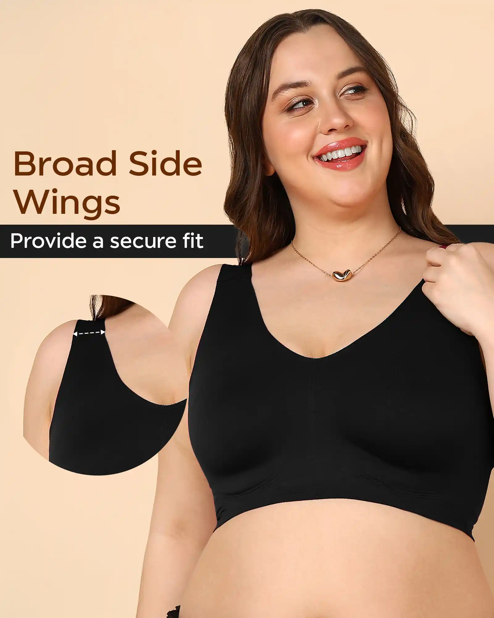 Tweens Bonded Breathable Cotton Plus-Size Full-Coverage Bra with Hidden Concealer (SB-915-Black) - Image 6