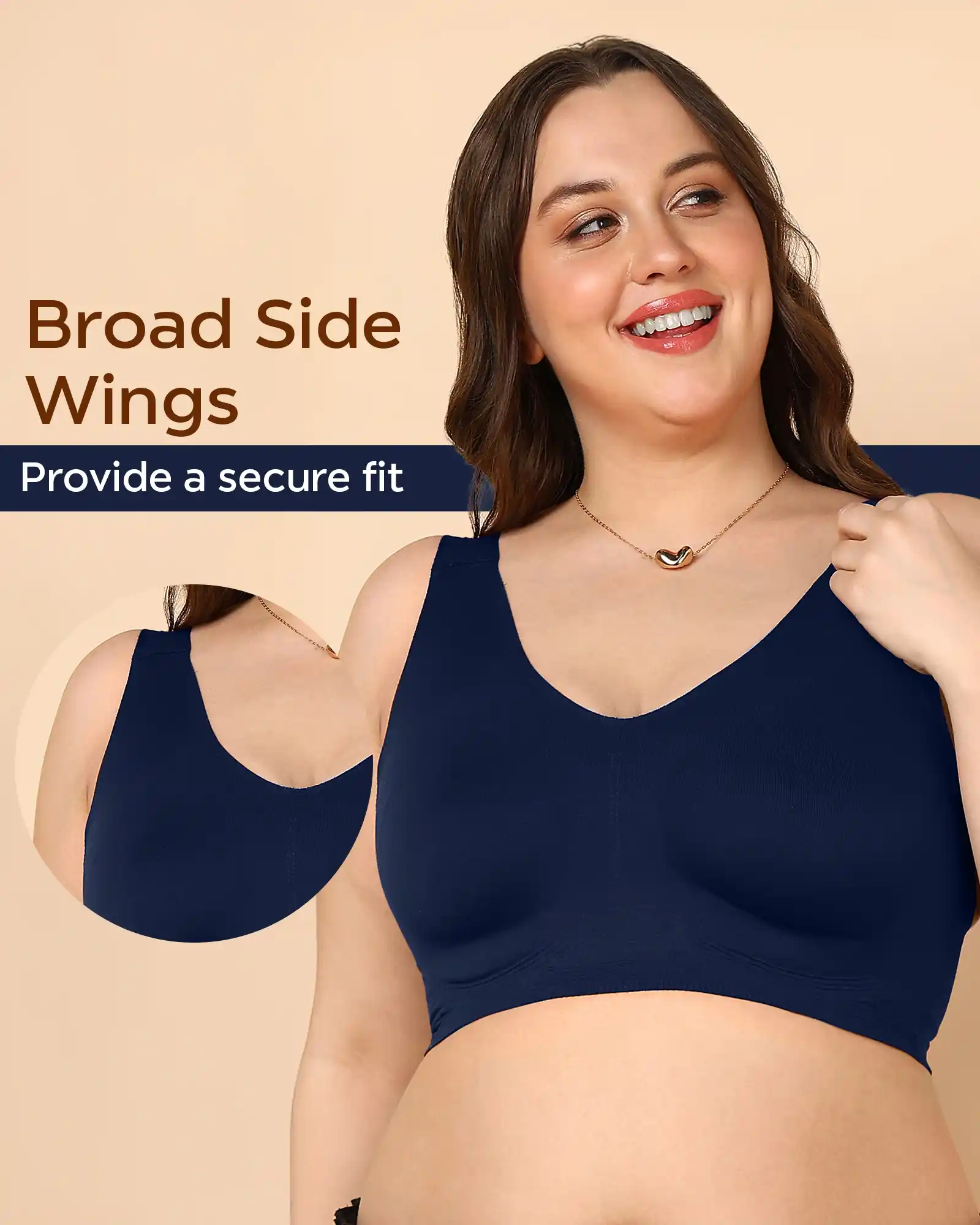 Tweens Bonded Breathable Cotton Plus-Size Full-Coverage Bra with Hidden Concealer (SB-915-Navy) - Image 6