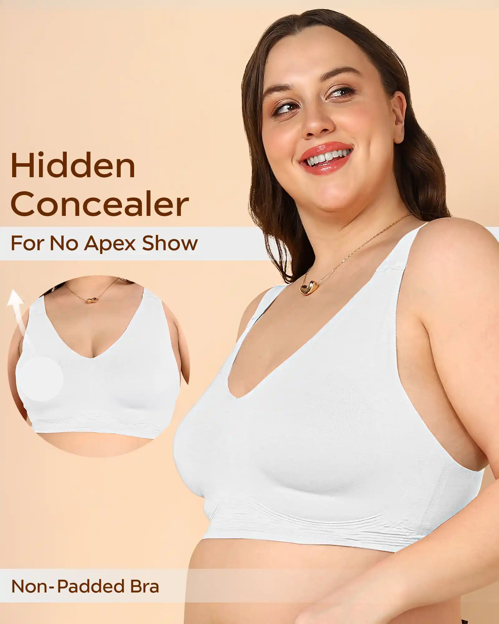 Tweens Bonded Breathable Cotton Plus-Size Full-Coverage Bra with Hidden Concealer (SB-915-White) - Image 5