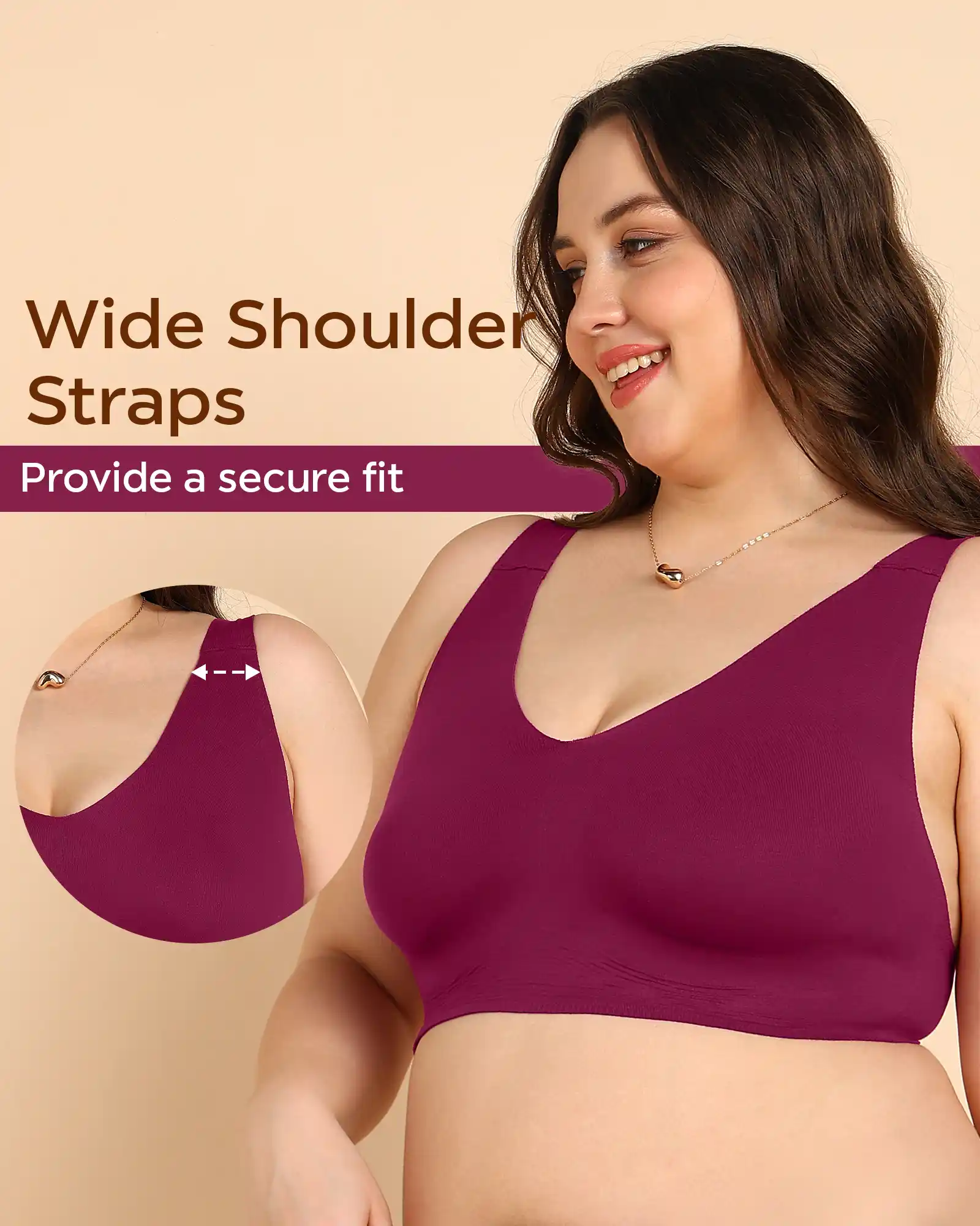 Tweens Bonded Breathable Cotton Plus-Size Full-Coverage Bra with Hidden Concealer (SB-915-Wine) - Image 6
