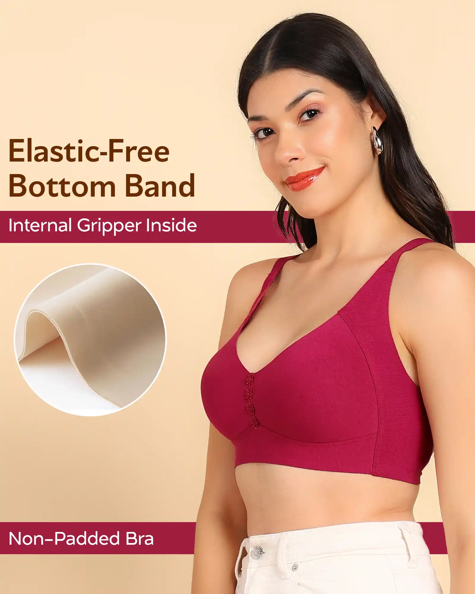 Tweens Bonded Breathable Cotton Plus-Size Non-Padded M-Frame Minimiser with Hidden Concealer (SB-9303) - Image 3