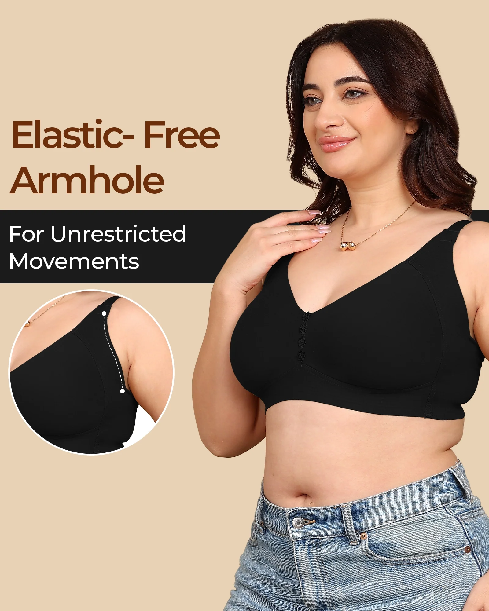 Tweens Bonded Breathable Cotton Plus-Size Non-Padded M-Frame Minimiser with Hidden Concealer (SB-9303) - Image 26