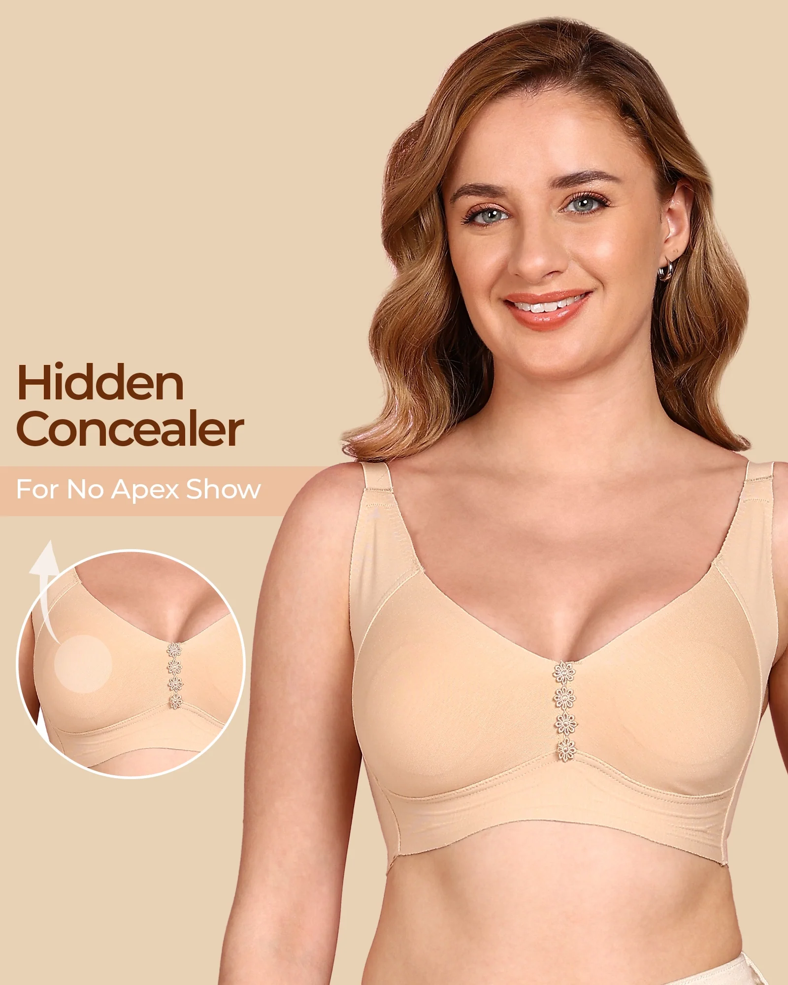 Tweens Bonded Breathable Cotton Plus-Size Non-Padded M-Frame Minimiser with Hidden Concealer (SB-9303) - Image 14