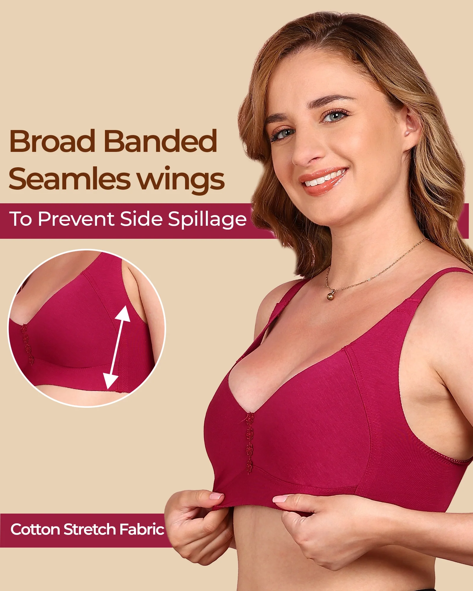 Tweens Bonded Breathable Cotton Plus-Size Non-Padded M-Frame Minimiser with Hidden Concealer (SB-9303) - Image 18