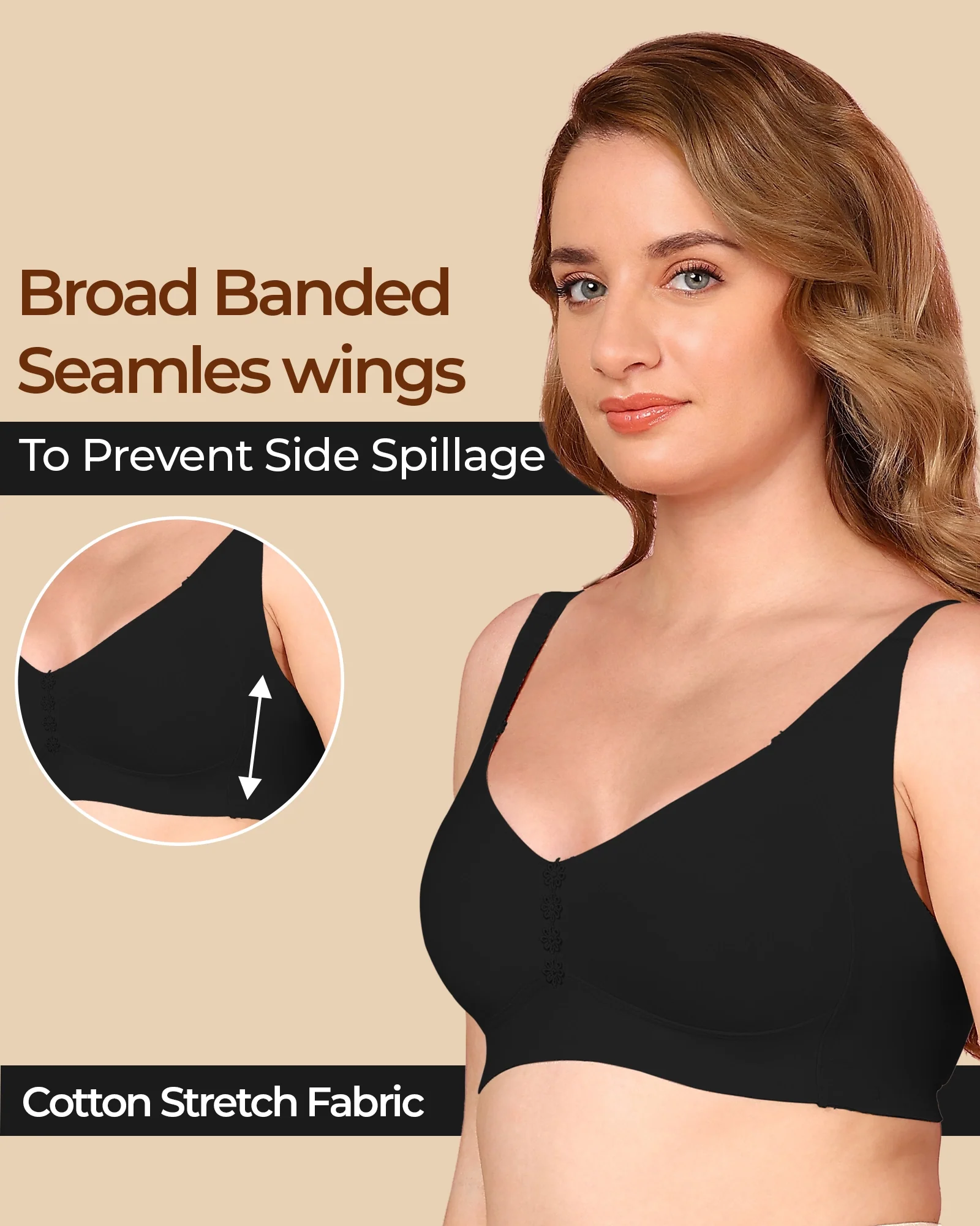 Tweens Bonded Breathable Cotton Plus-Size Non-Padded M-Frame Minimiser with Hidden Concealer (SB-9303) - Image 25