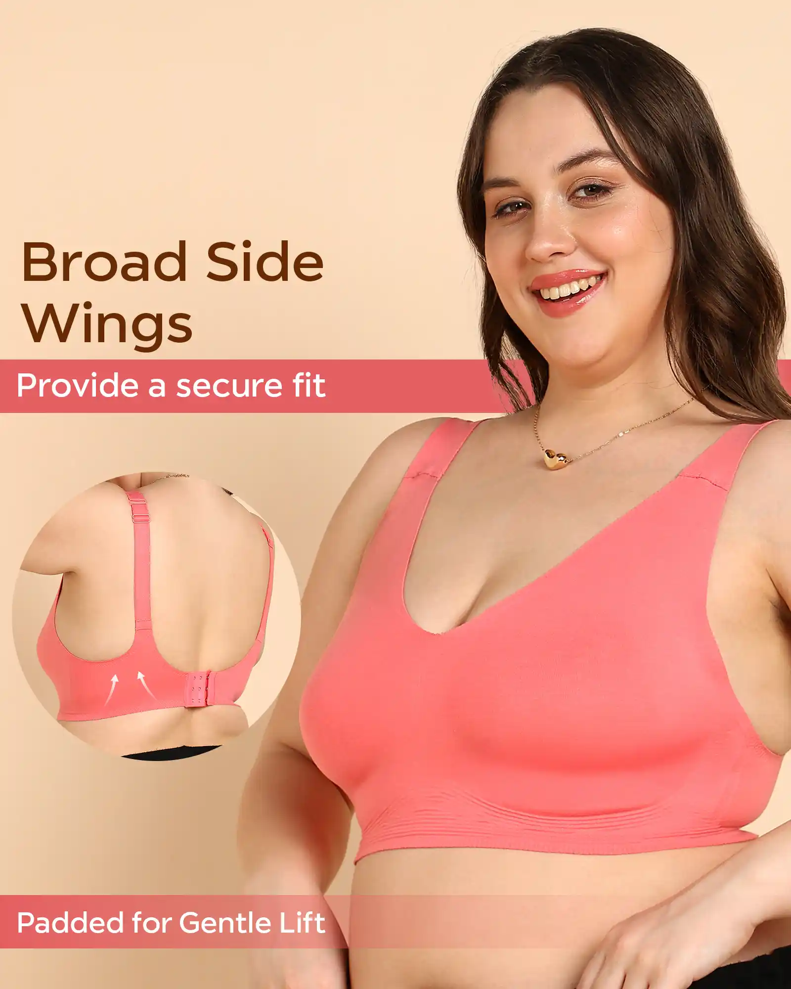 Tweens Bonded Breathable Cotton Plus-Size Padded Full-Coverage Bra (SB-918-Coral) - Image 5