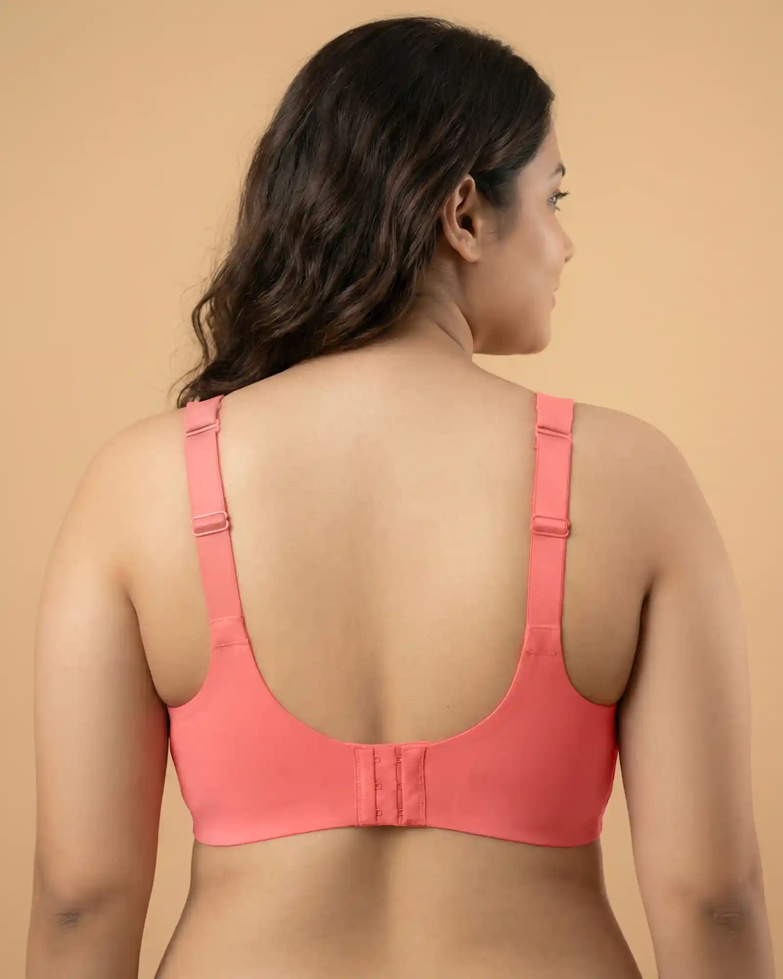 Cotton Padded Full Coverage Plus-Size Bonded Bra (SB-918-Coral) - Image 4