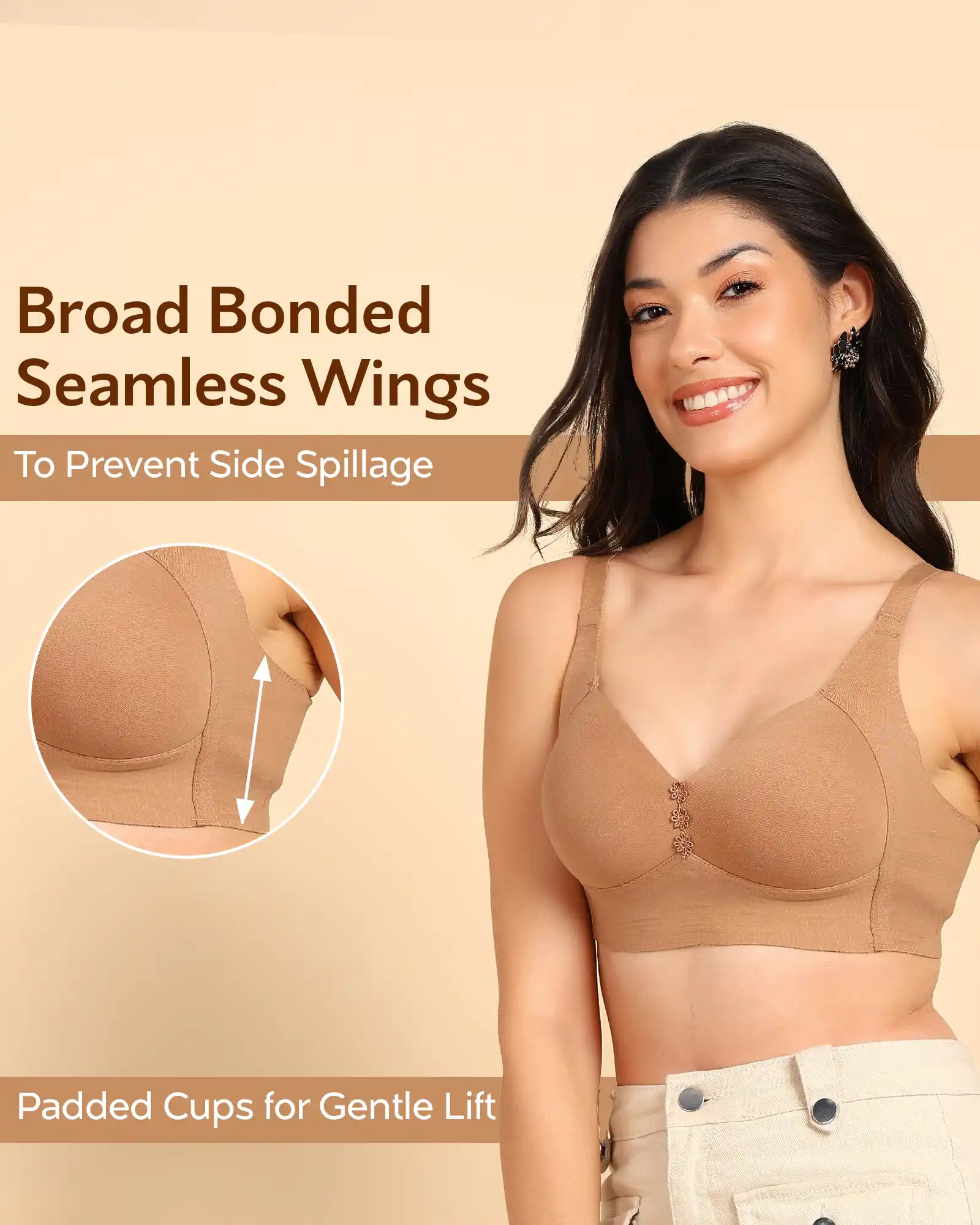 Tweens Bonded Breathable Cotton Plus-Size Padded M-Frame Minimiser (SB-9203) - Image 11
