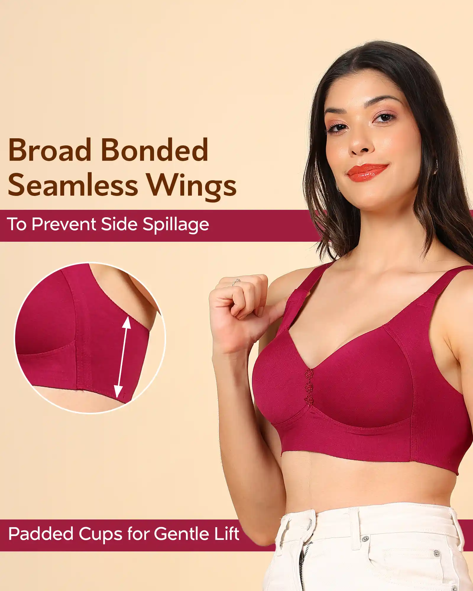 Tweens Bonded Breathable Cotton Plus-Size Padded M-Frame Minimiser (SB-9203) - Image 5