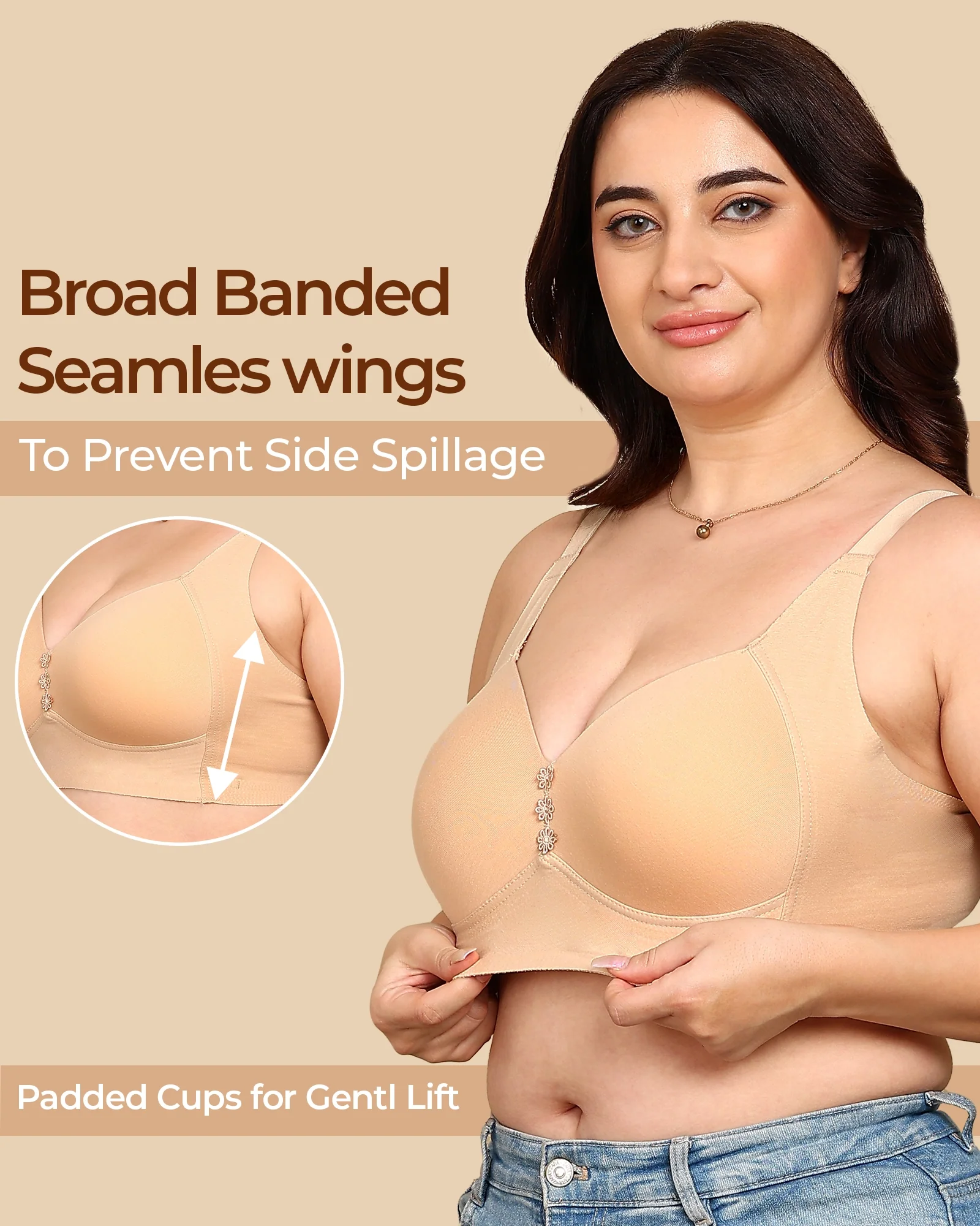 Tweens Bonded Breathable Cotton Plus-Size Padded M-Frame Minimiser (SB-9203) - Image 10