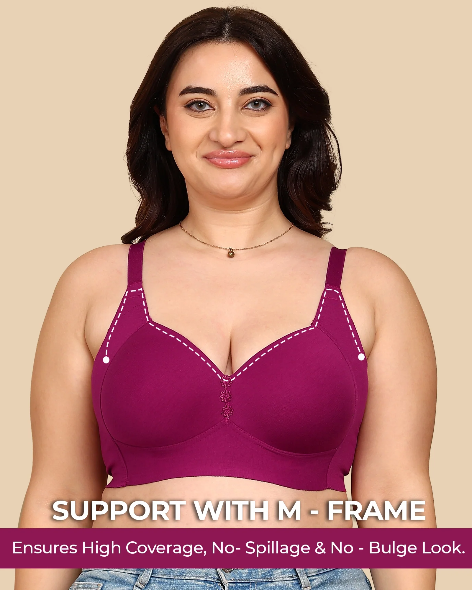 Tweens Bonded Breathable Cotton Plus-Size Padded M-Frame Minimiser (SB-9203) - Image 14