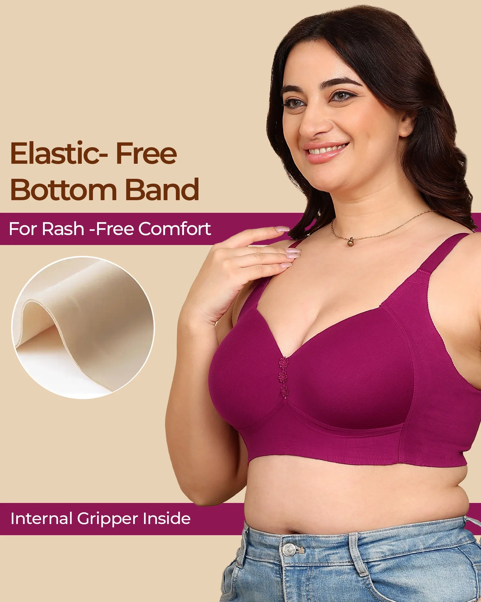 Tweens Bonded Breathable Cotton Plus-Size Padded M-Frame Minimiser (SB-9203) - Image 15