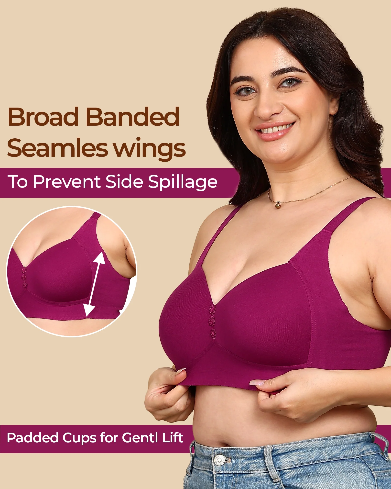 Tweens Bonded Breathable Cotton Plus-Size Padded M-Frame Minimiser (SB-9203) - Image 16