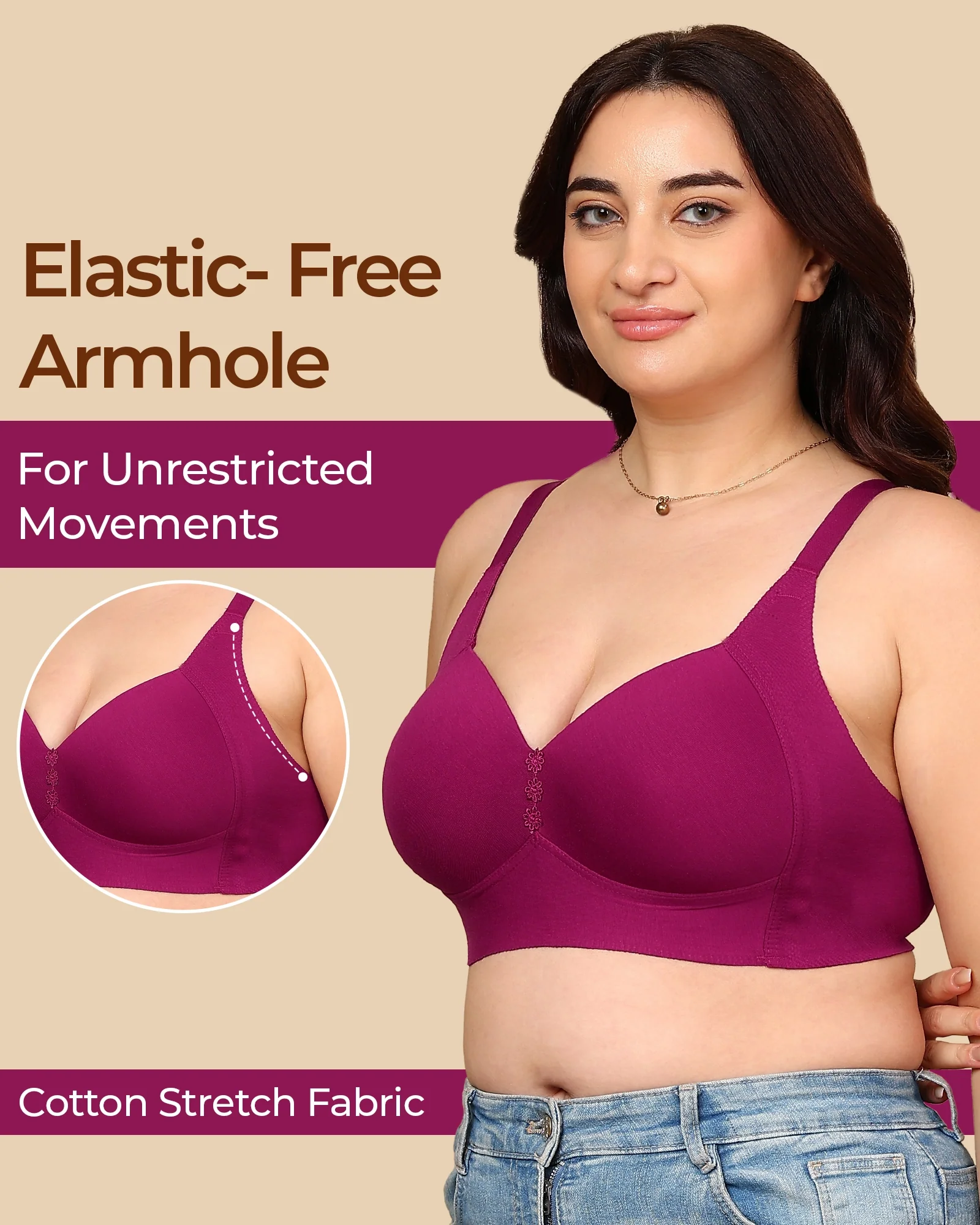 Tweens Bonded Breathable Cotton Plus-Size Padded M-Frame Minimiser (SB-9203) - Image 17