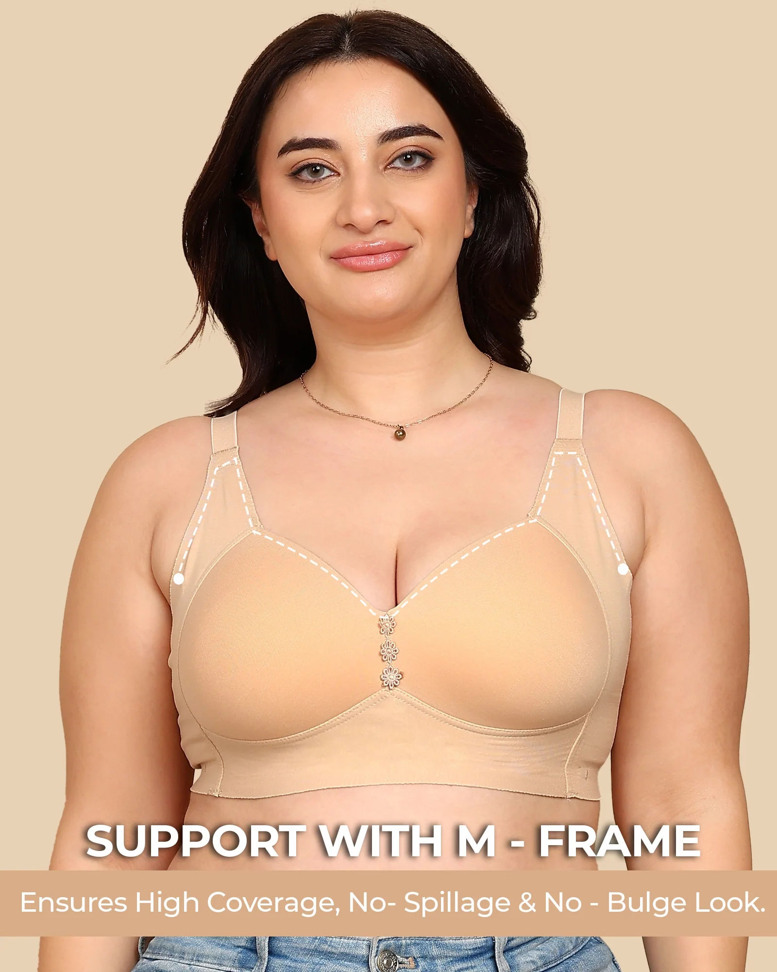 Tweens Bonded Breathable Cotton Plus-Size Padded M-Frame Minimiser (SB-9203) - Image 8