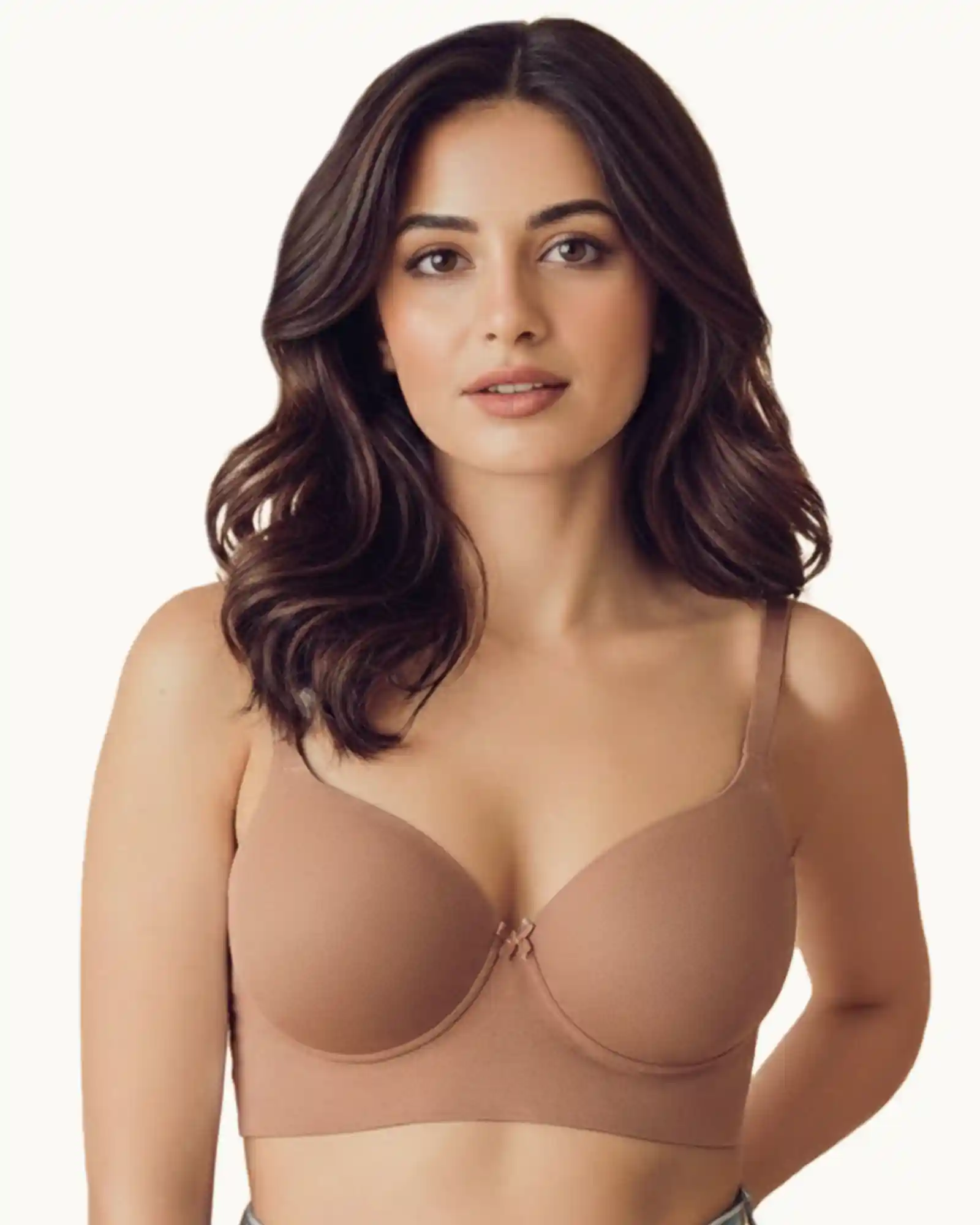 Cotton Non-wired Push-Up Bonded Bra (Level-3 Padding) with 3/4th Coverage (SB-93510) (Fawn) - Image 3